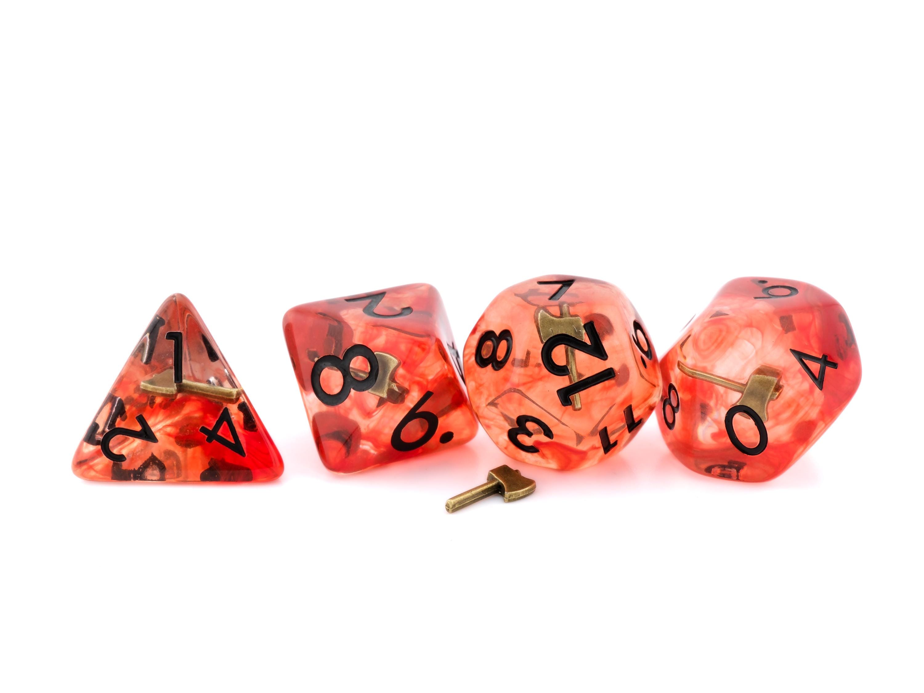 Axe Resin DnD Dice Set: 7 Piece Medieval RPG Dice