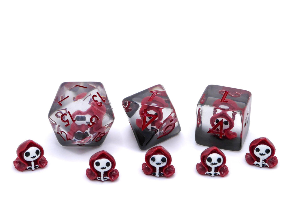 Grim Reaper DnD Dice Set | 7 Piece RPG Dice | Ghost Blood Dice | Spirit Dice | Dungeons & Dragons | Supernatural Dice | Tabletop RPG Gift