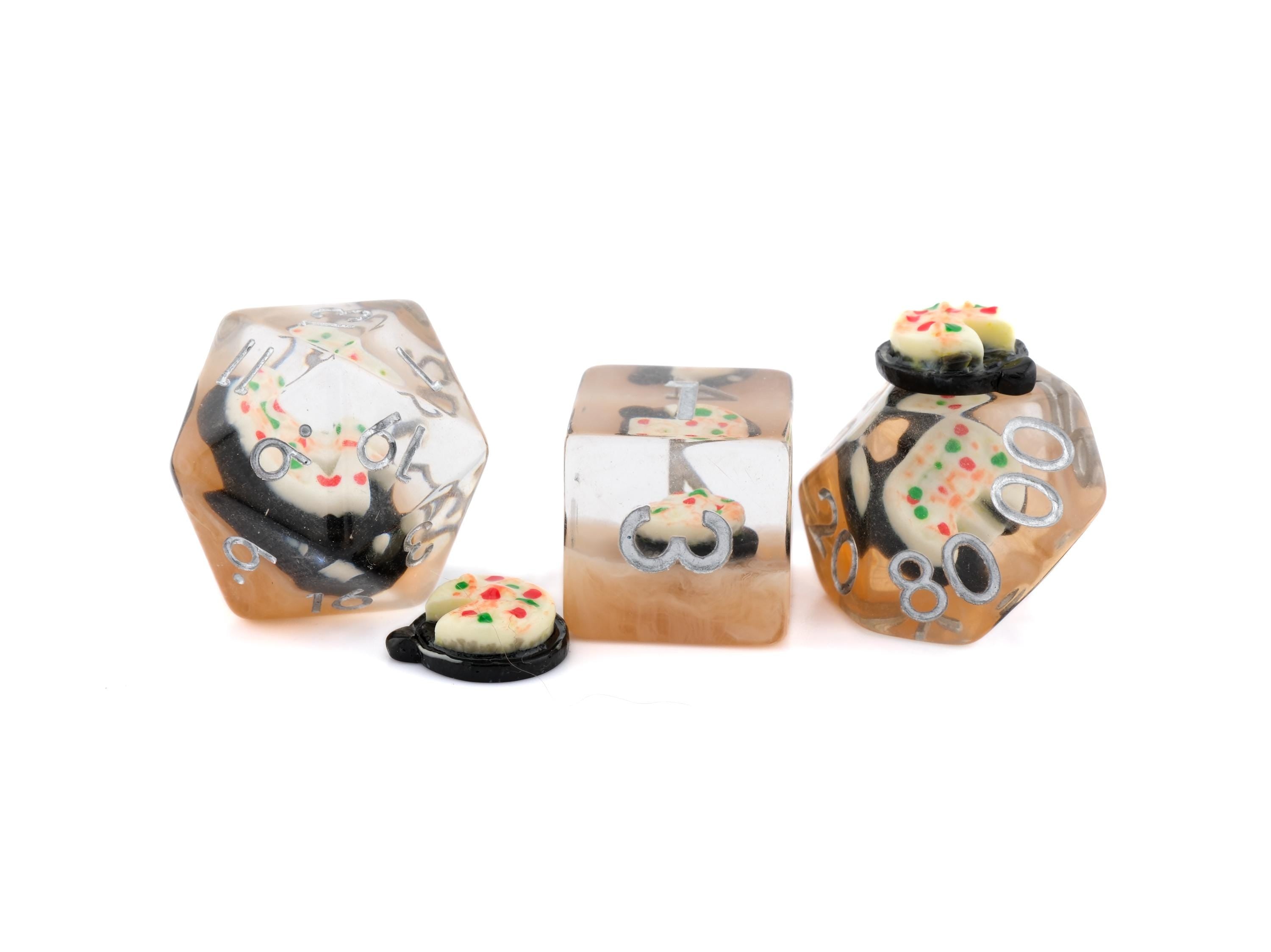 Pizza Resin DnD Dice Set: 7-Piece RPG Dice for Dungeons and Dragons