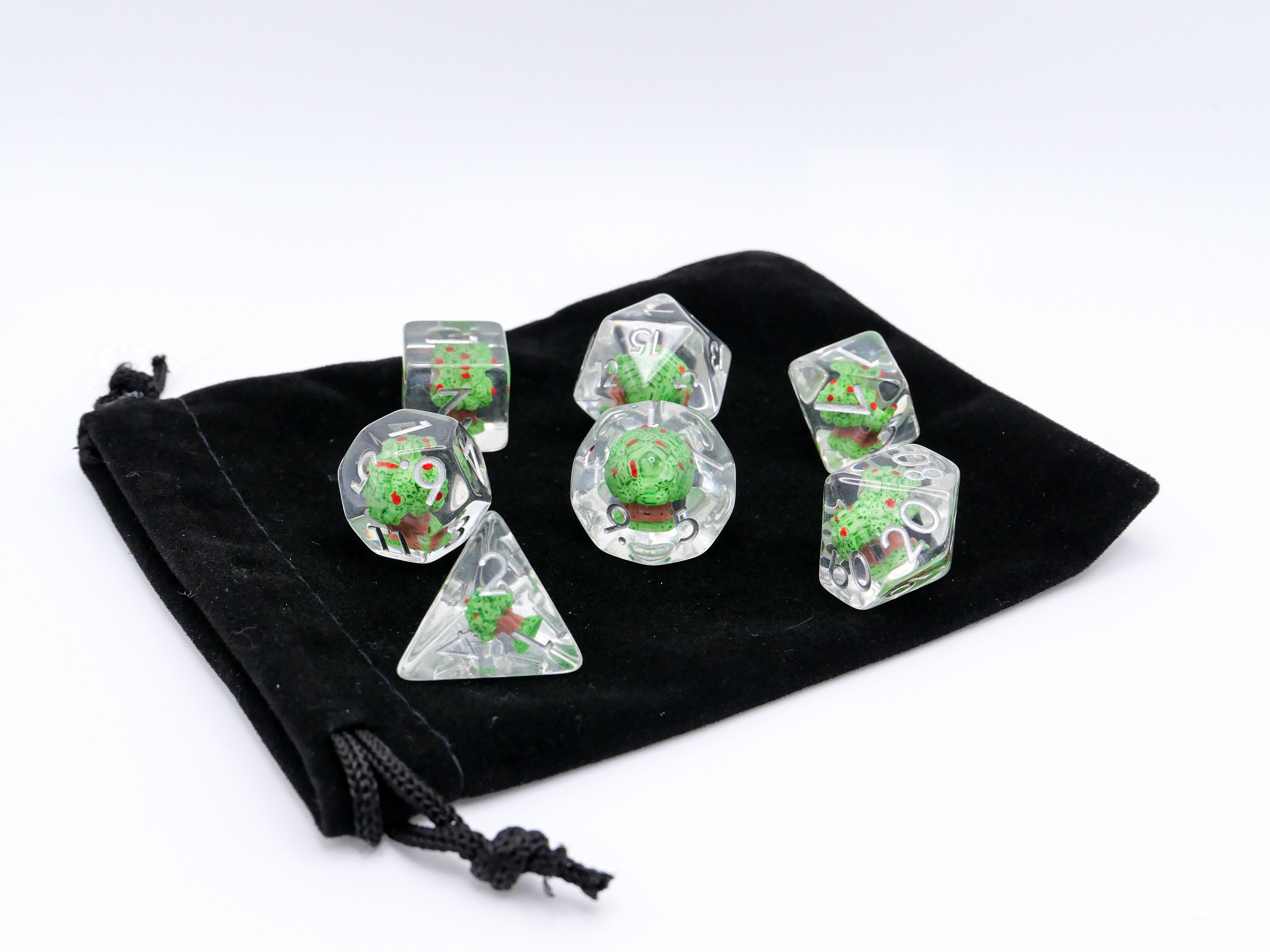 Apple Tree Resin DnD Dice Set: 7 Piece Plant RPG Dice