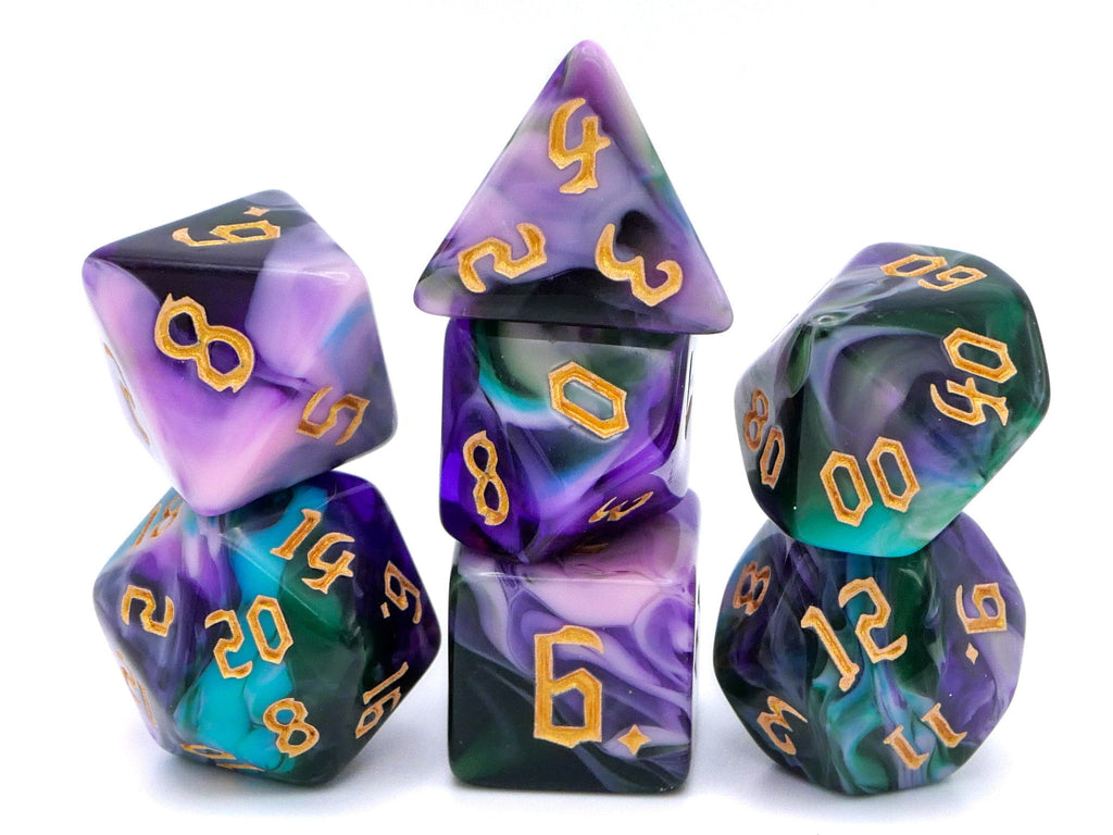 Arcane Whispers Acrylic DnD Dice Set: 7 Piece RPG Dice