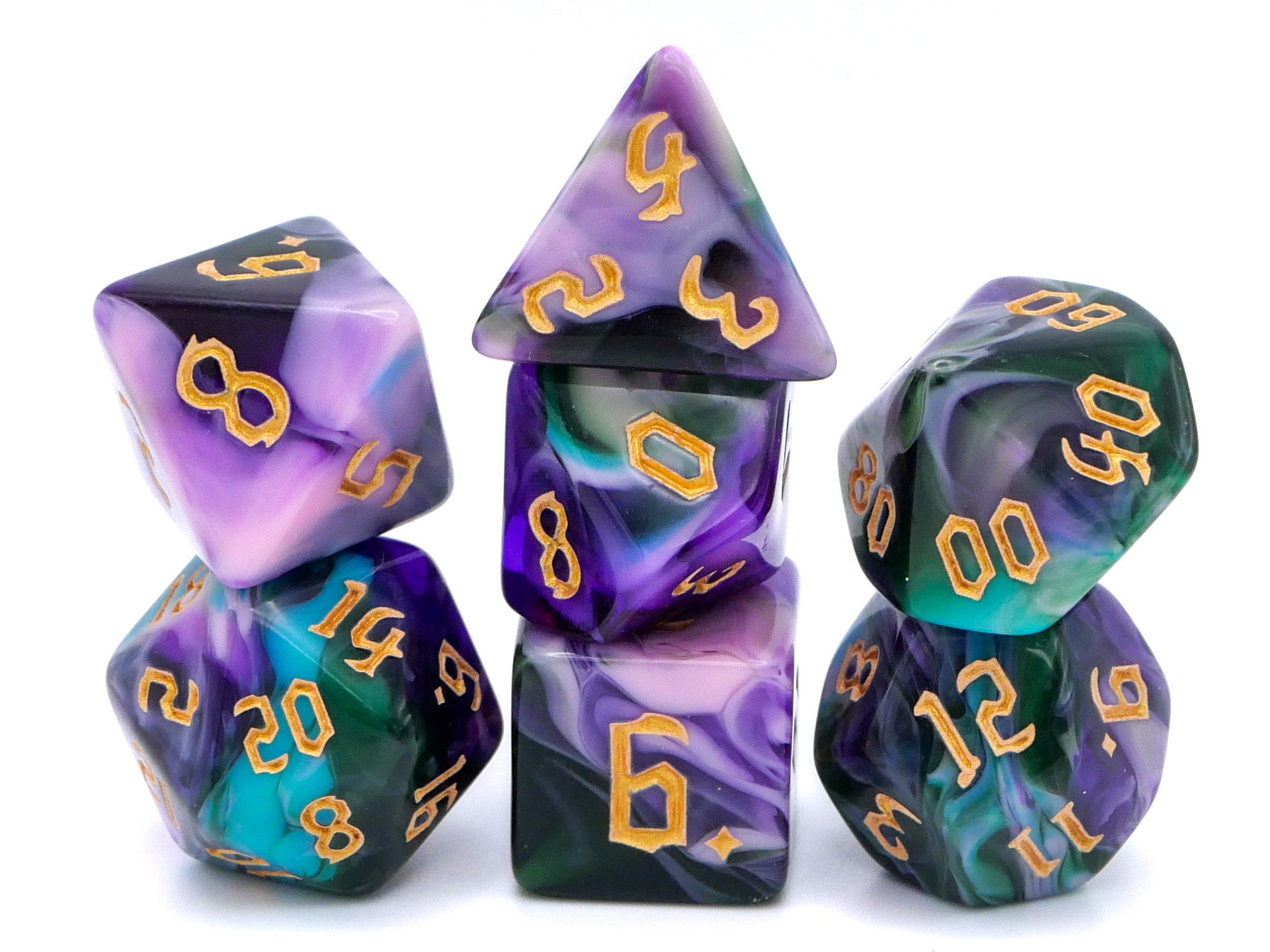 Arcane Whispers Acrylic DnD Dice Set: 7 Piece RPG Dice