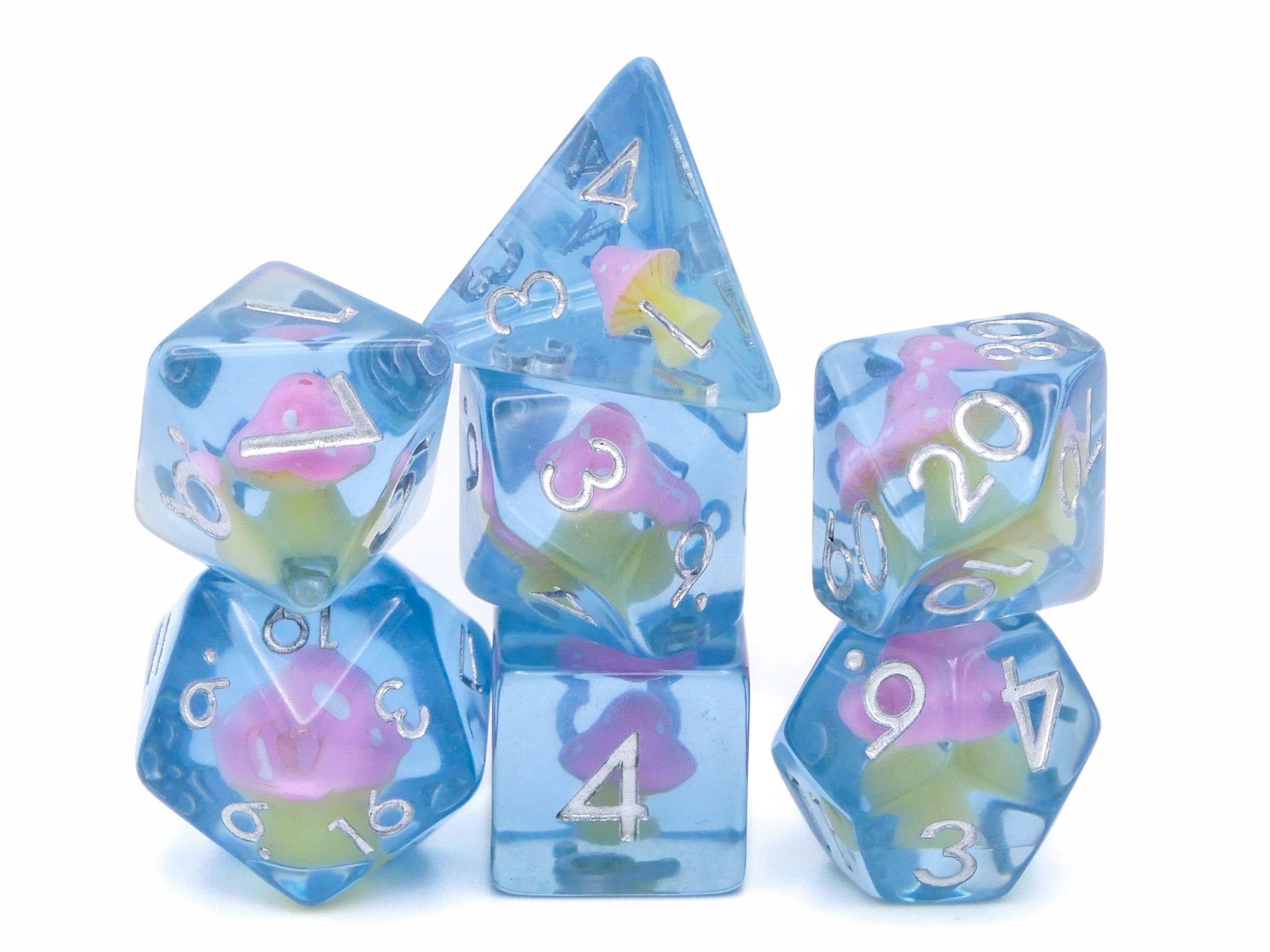 Mushroom Reain DnD Dice Set: 7 Piece Fungus RPG Dice, 10+ Colors