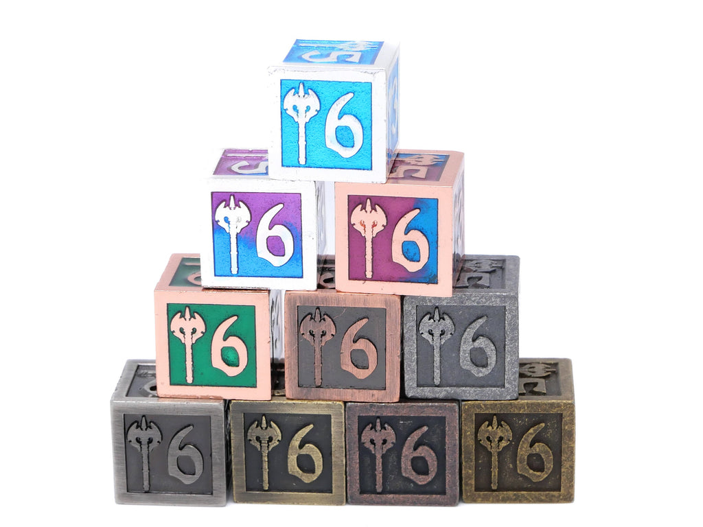 Hammer & Axe Metal DnD Dice Set: 7-Piece Barbarian RPG Dice