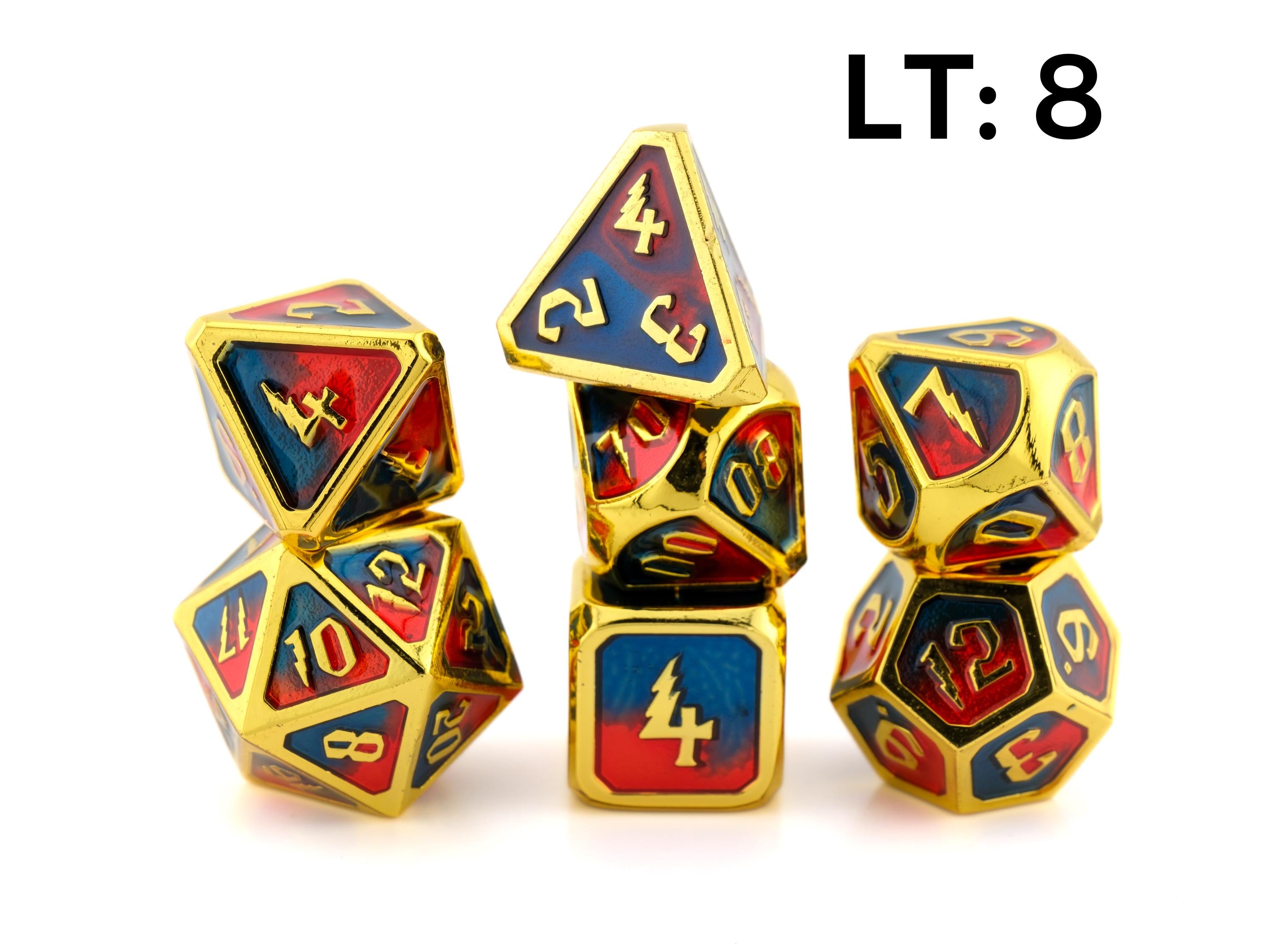Lightning Metal DnD Dice Set: 7-Piece Heavy RPG Dice