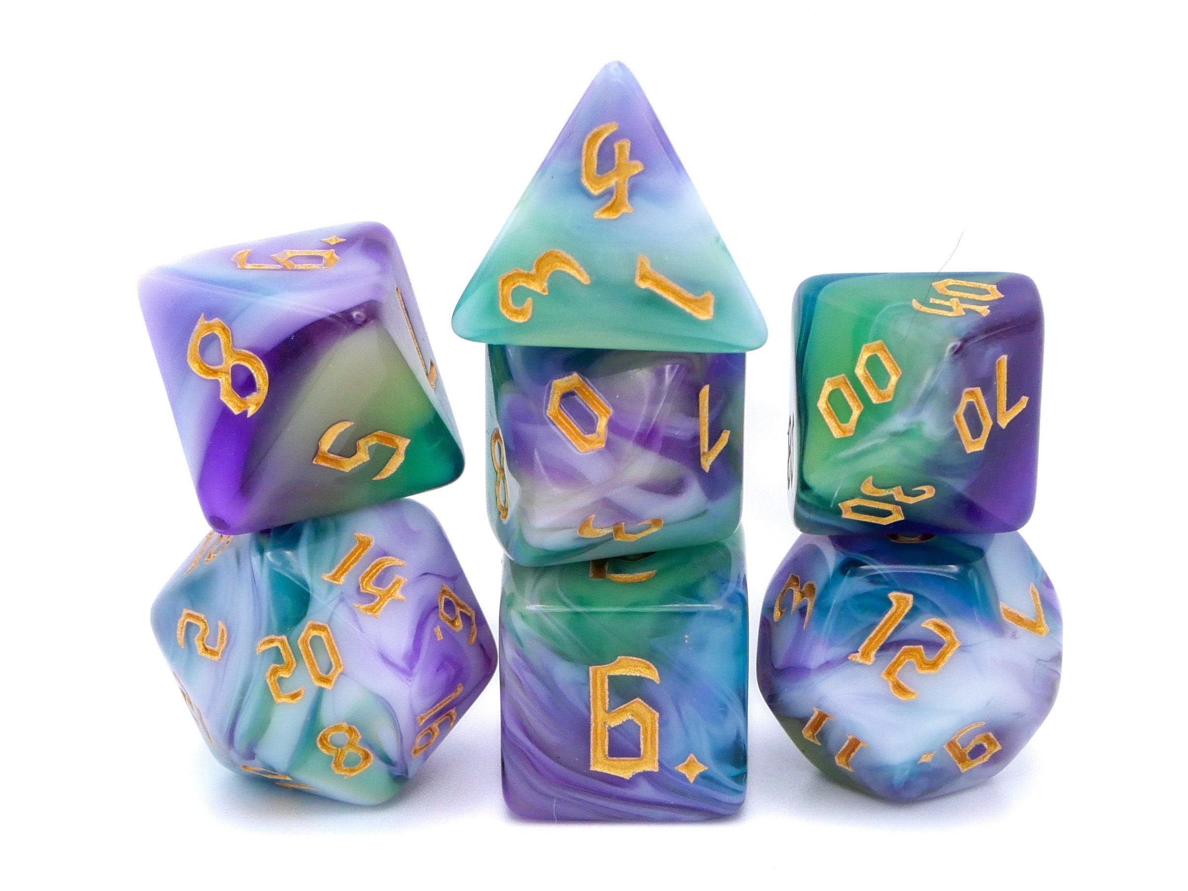 Enchanted Prism Acrylic DnD Dice Set: 7 Piece RPG Dice
