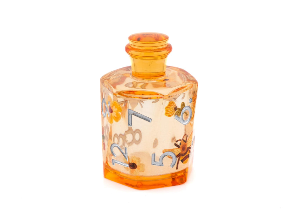 Honey Bee Potion Bottle Resin Liquid Core DnD Dice Set: 7-Piece RPG Dice