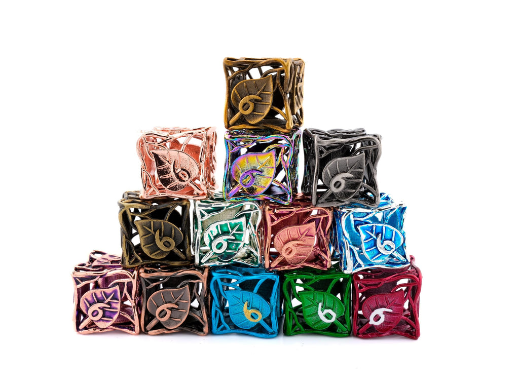 Leaf Metal Hollow DnD Dice Set: 7 Piece Plant Themed RPG Dice
