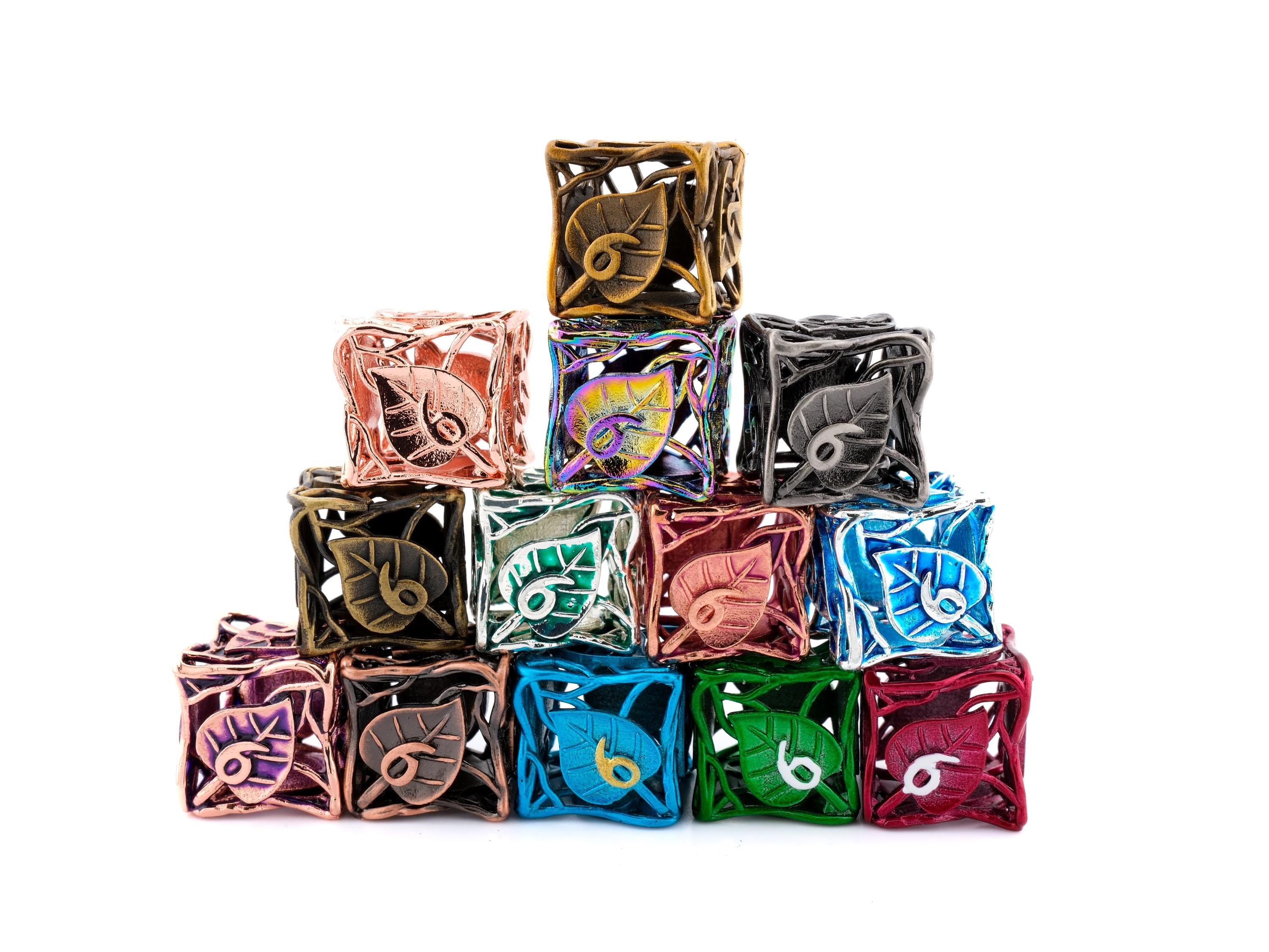 Leaf Metal Hollow DnD Dice Set: 7 Piece Plant Themed RPG Dice