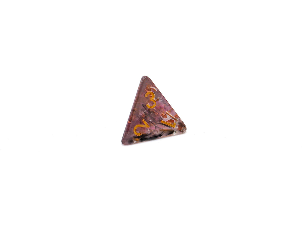 Nebula Resin DnD Dice Set: Swirled Colors, Copper Foil - 7 Piece RPG Dice