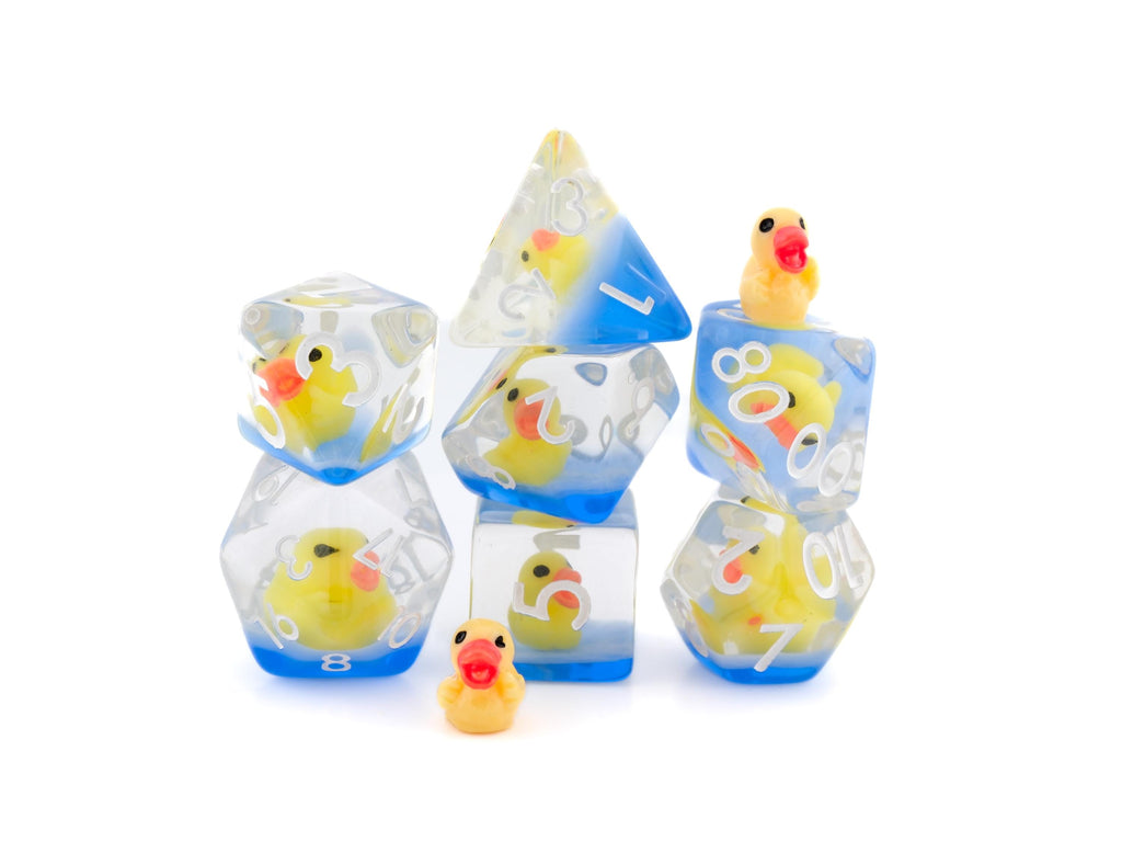 Rubber Duck Resin DnD Dice Set: 7-Piece Bird RPG Dice