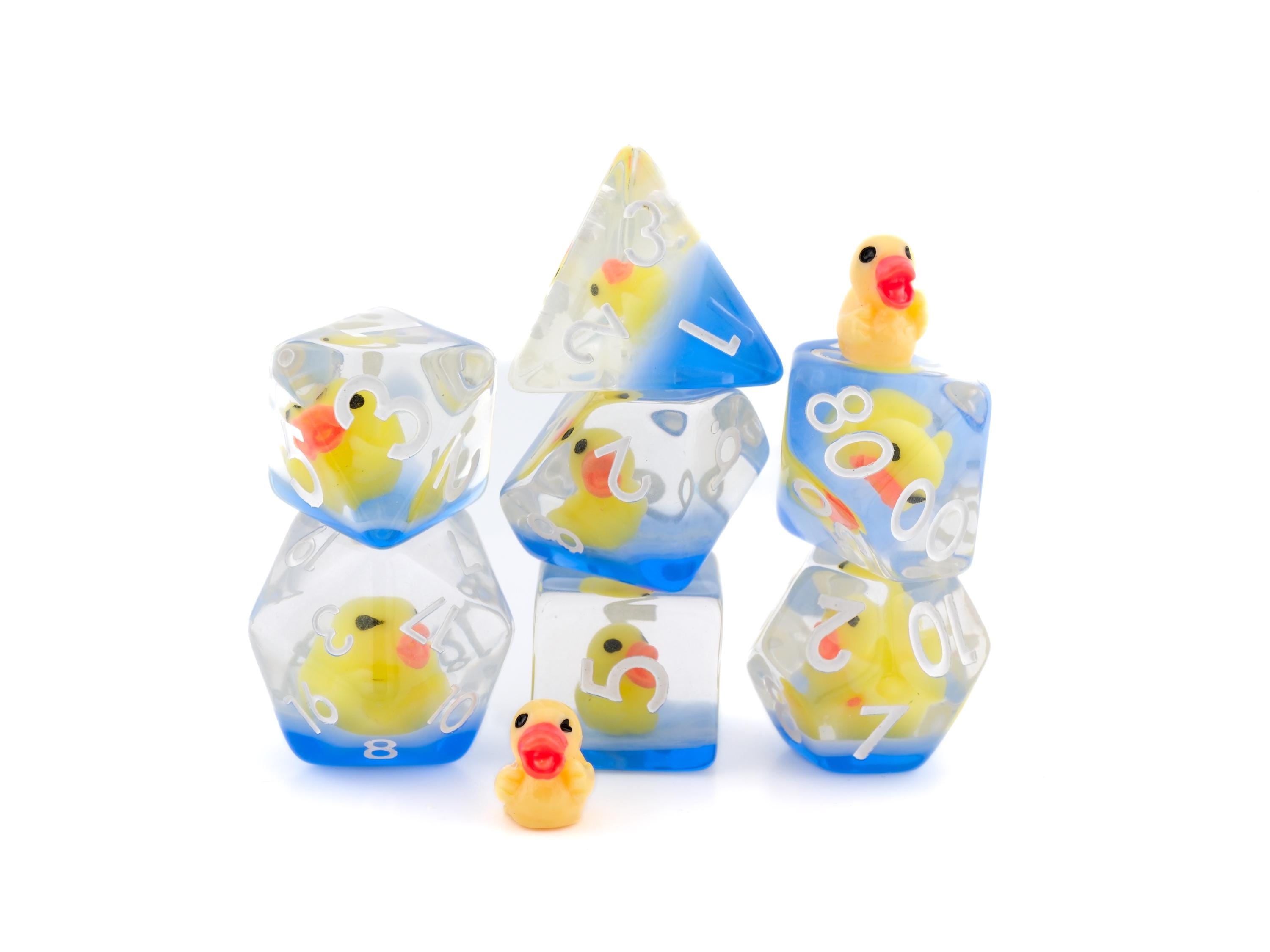 Rubber Duck Resin DnD Dice Set: 7-Piece Bird RPG Dice