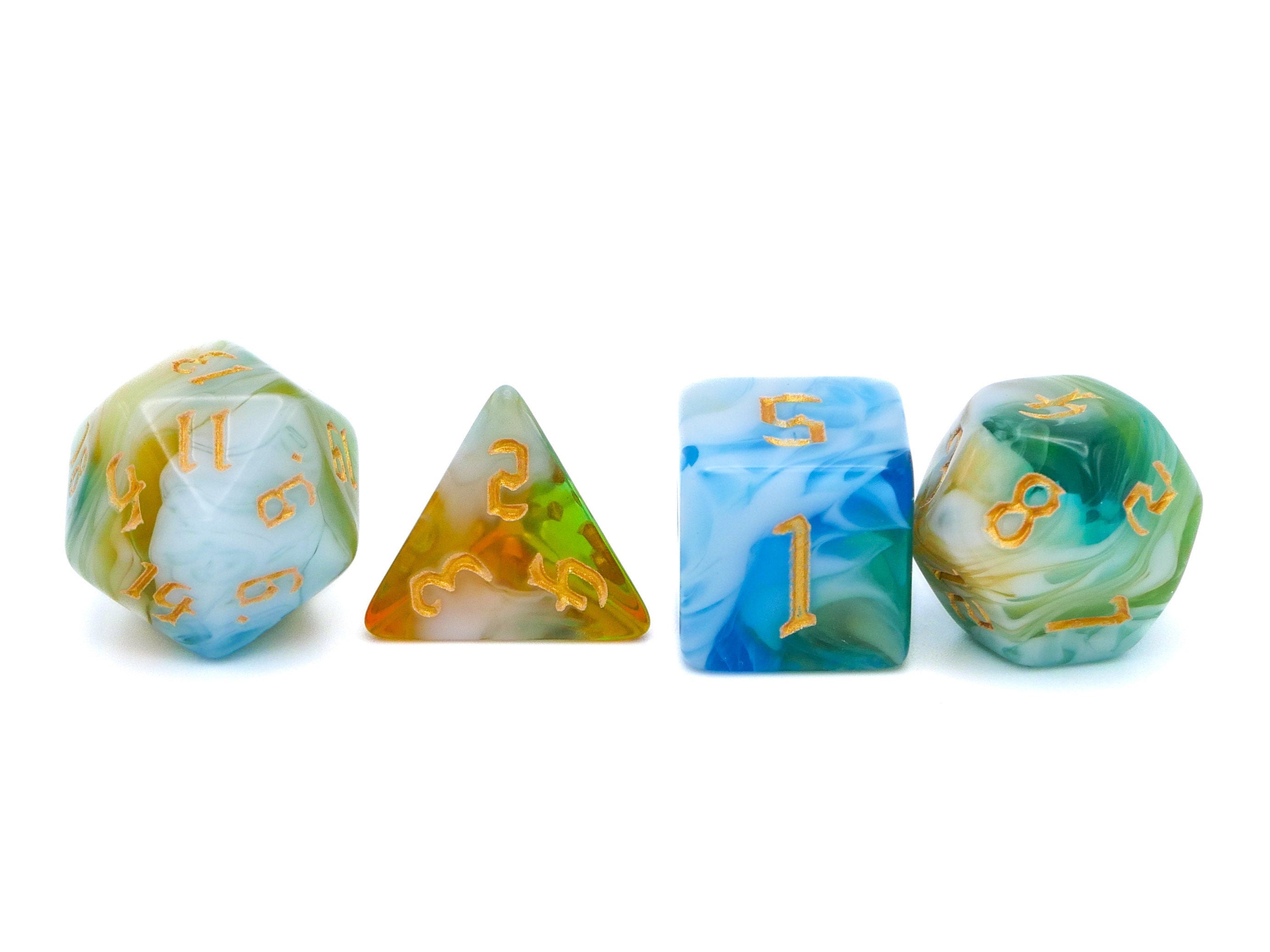 Vivid Mirage Acrylic DnD Dice Set: 7 Piece RPG Dice