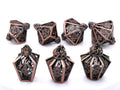 Flame Bottle Hollow Metal DnD Dice Set: 7 Piece Lantern RPG Dice