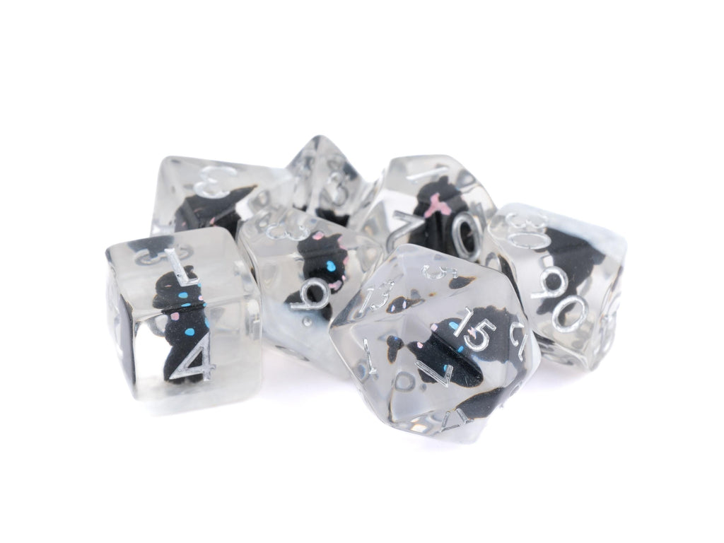 Cat Resin DnD Dice Set: 7 Piece Feline RPG Dice