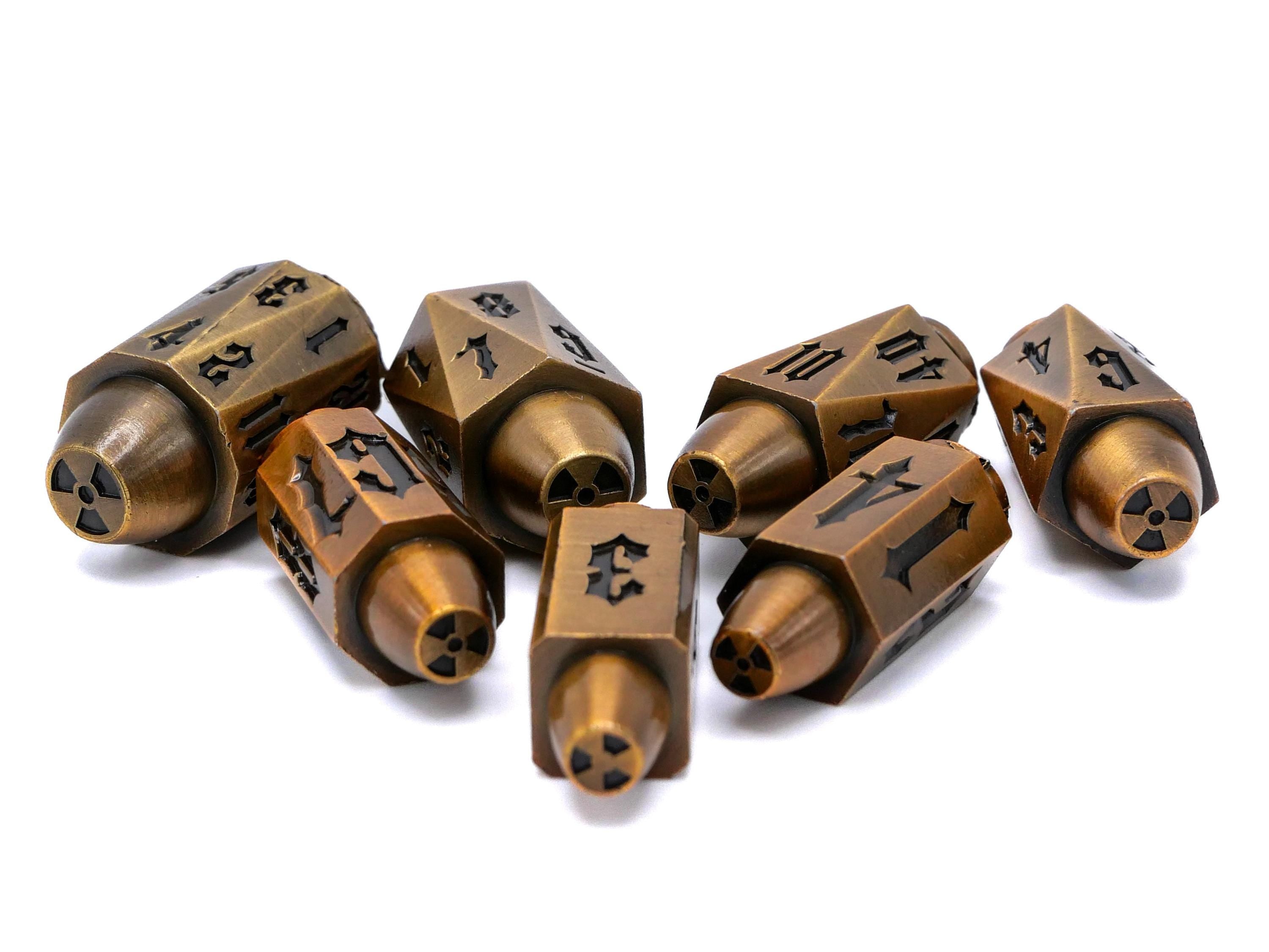 Bullet Metal DnD Dice Set | 7 Piece RPG Dice Set | Ammo Dice | Dungeons & Dragons | Weapon Ammo | Tabletop RPG | Nerdy Gamer Gift