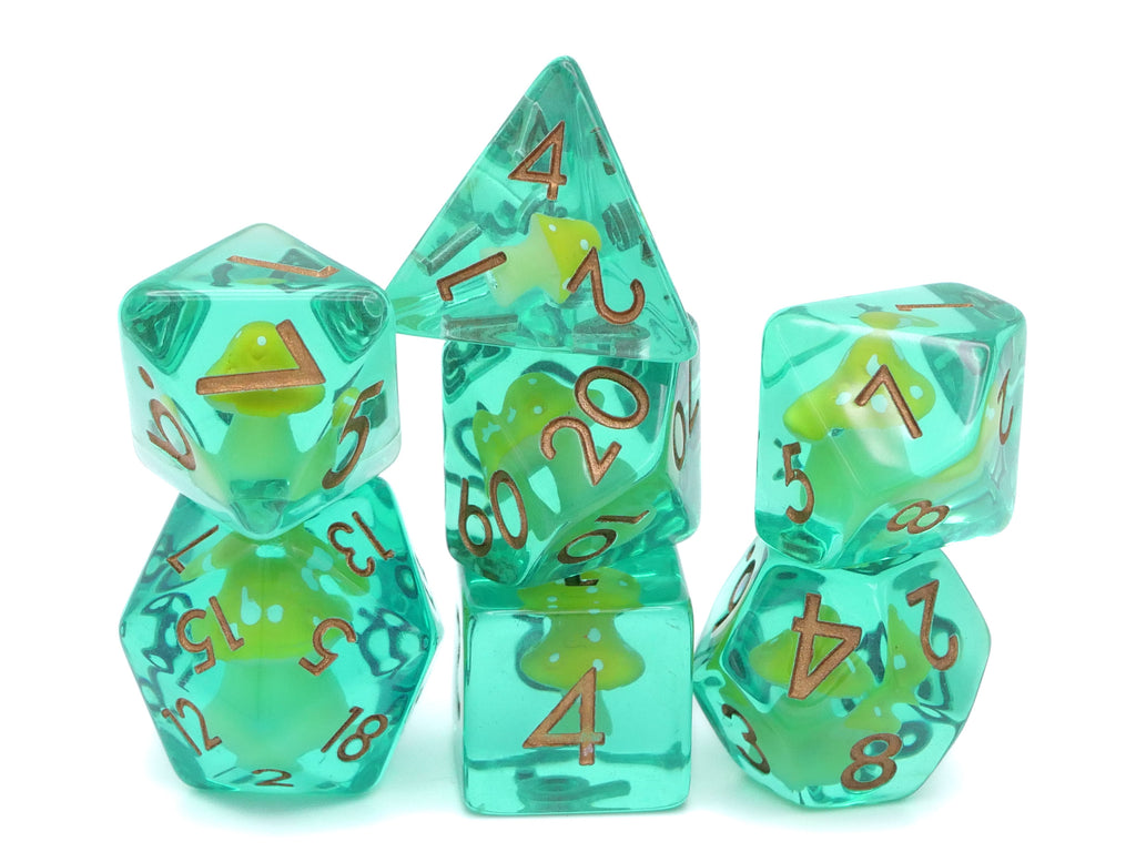 Mushroom Reain DnD Dice Set: 7 Piece Fungus RPG Dice, 10+ Colors