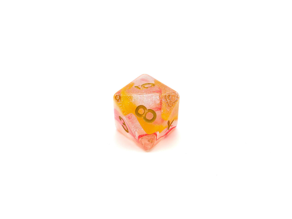 Peach Swirl Resin DnD Dice Set: 7 Piece RPG Dice