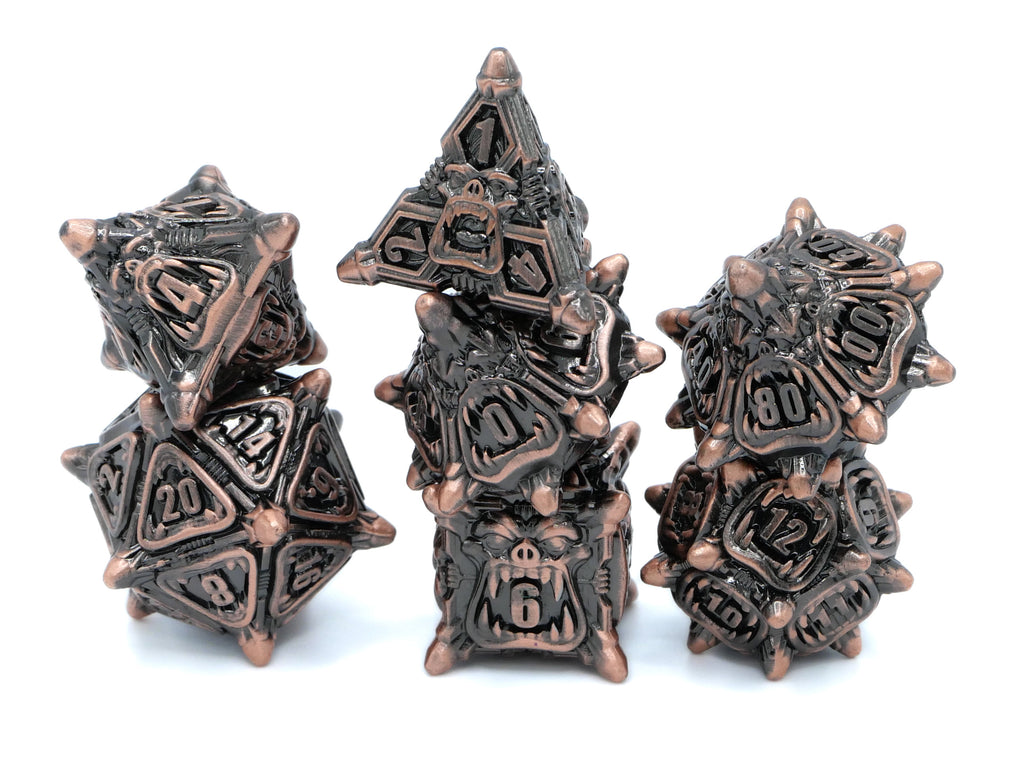 Orc Metal DnD Dice Set: 7 Piece Monster RPG Dice