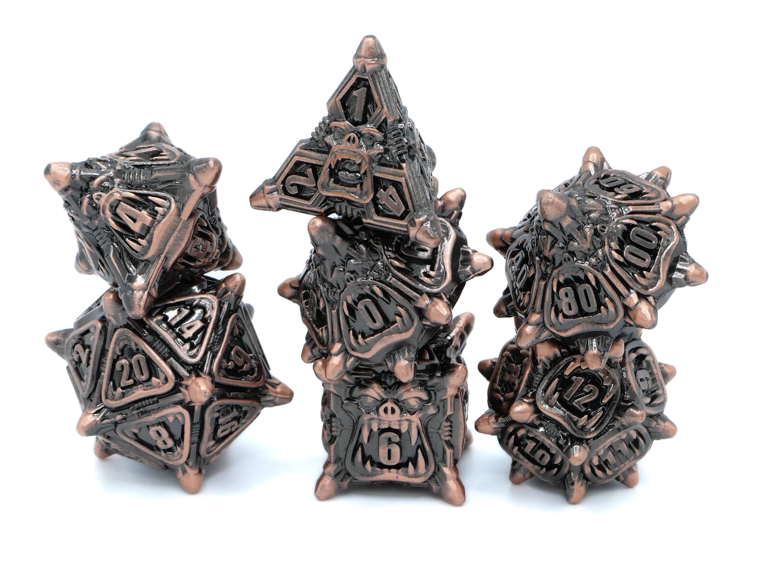 Orc Metal DnD Dice Set: 7 Piece Monster RPG Dice