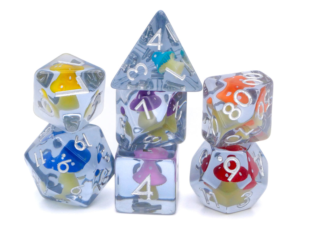Mushroom Reain DnD Dice Set: 7 Piece Fungus RPG Dice, 10+ Colors