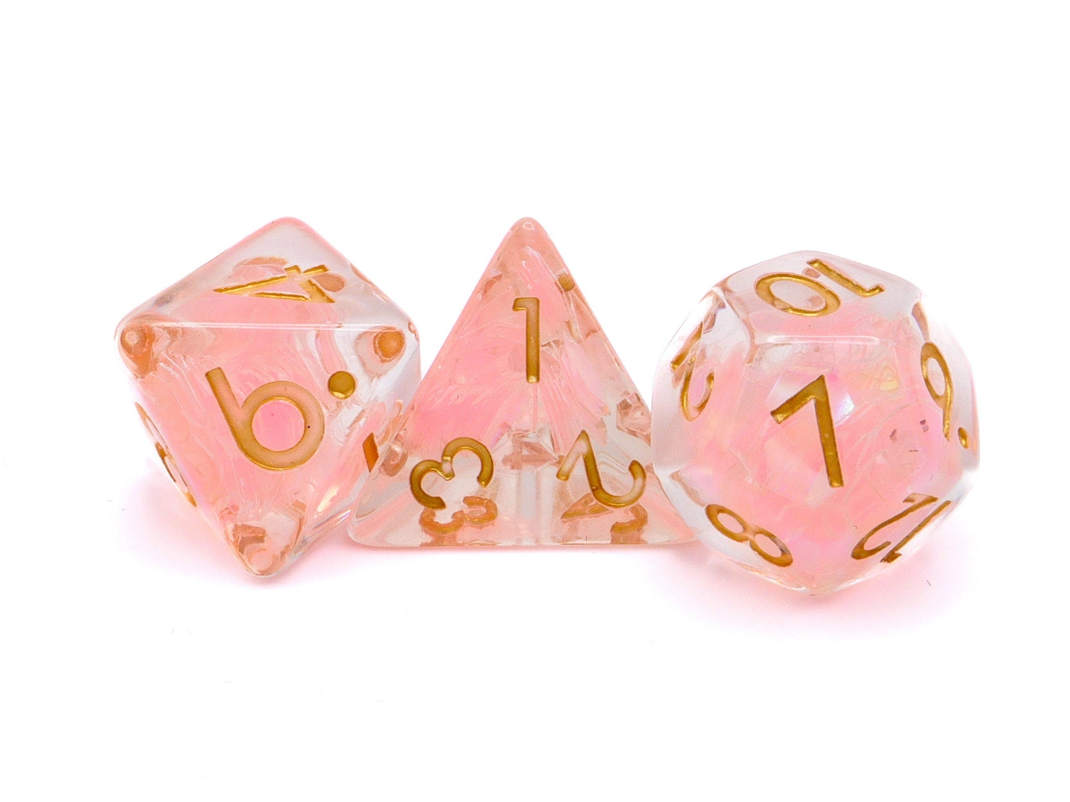 Flamingo Storm Resin DnD Dice Set: 7-Piece RPG Dice