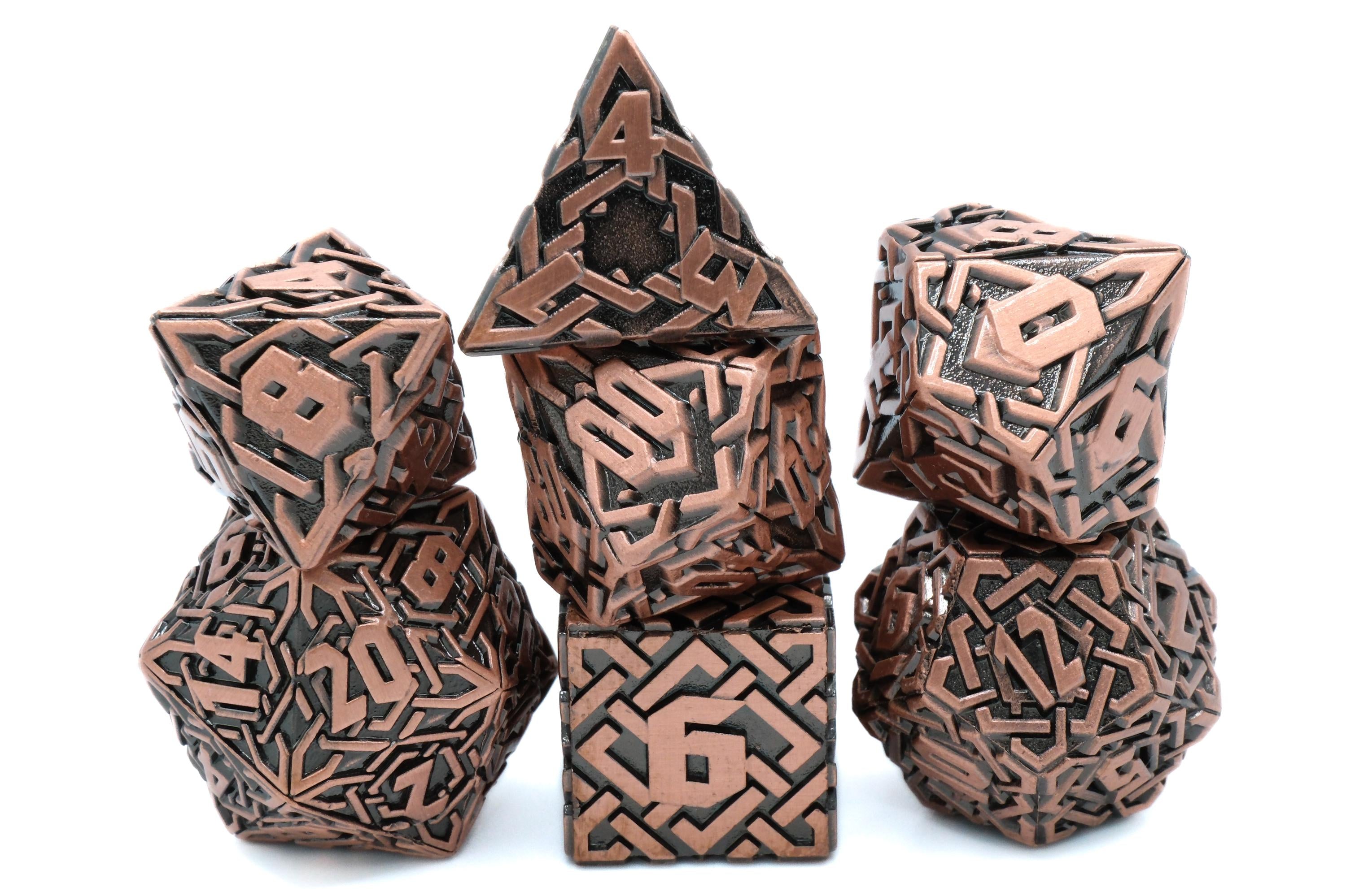 Maze Runner Metal DnD Dice Set: 7-Piece Labyrinth RPG Dice for Dungeons and Dragons
