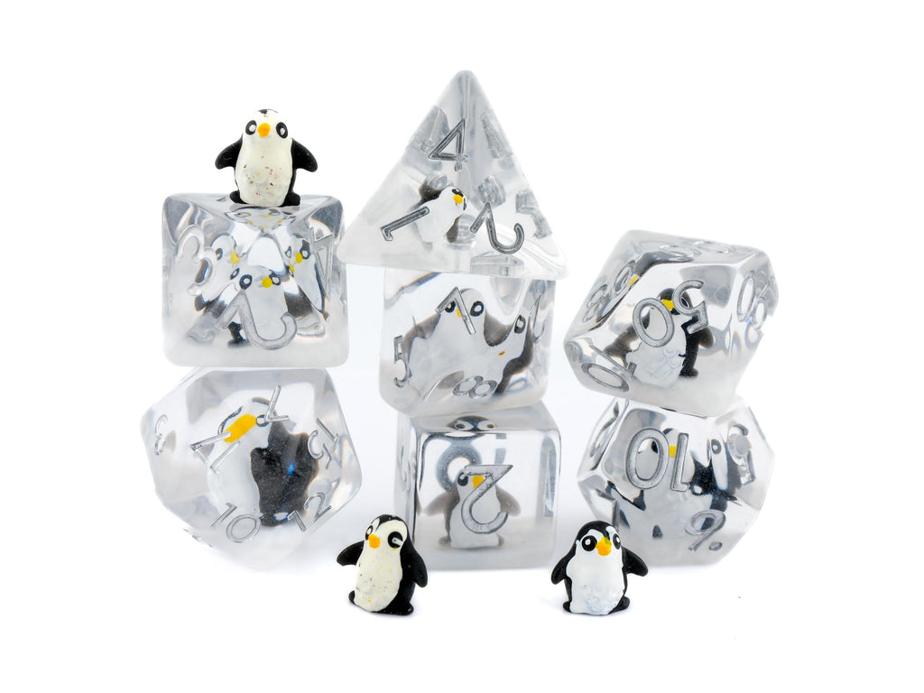 Penguin Resin DnD Dice Set: 7 Piece Arctic  Bird RPG Dice