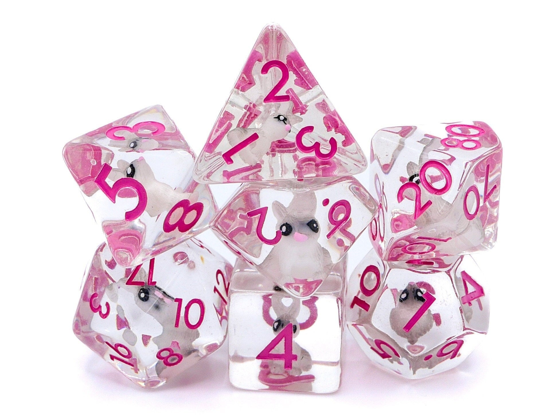 Bunny DnD Dice Set: 7 Piece Resin RPG Dice
