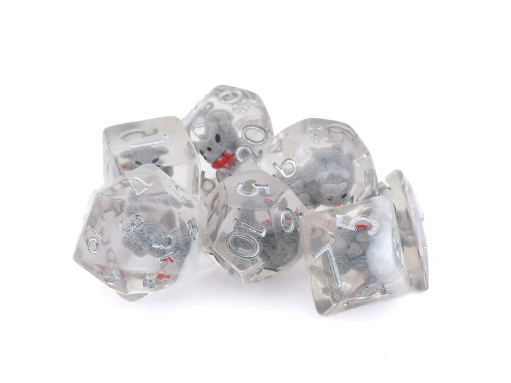 Teddy Bear Resin DnD Dice | 7 Piece Dice Set | Cute Fluffy Bear | Forest Animal Dice | Dungeons & Dragons | Tabletop RPG | Nerdy Gamer Gift