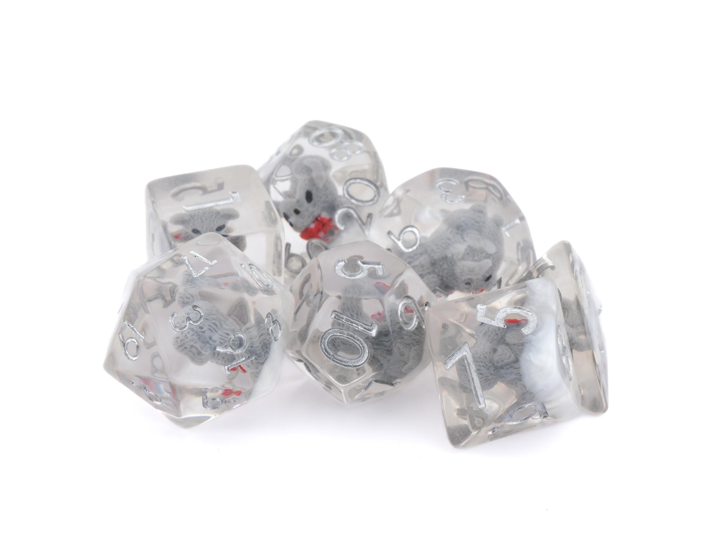 Teddy Bear Resin DnD Dice | 7 Piece Dice Set | Cute Fluffy Bear | Forest Animal Dice | Dungeons & Dragons | Tabletop RPG | Nerdy Gamer Gift