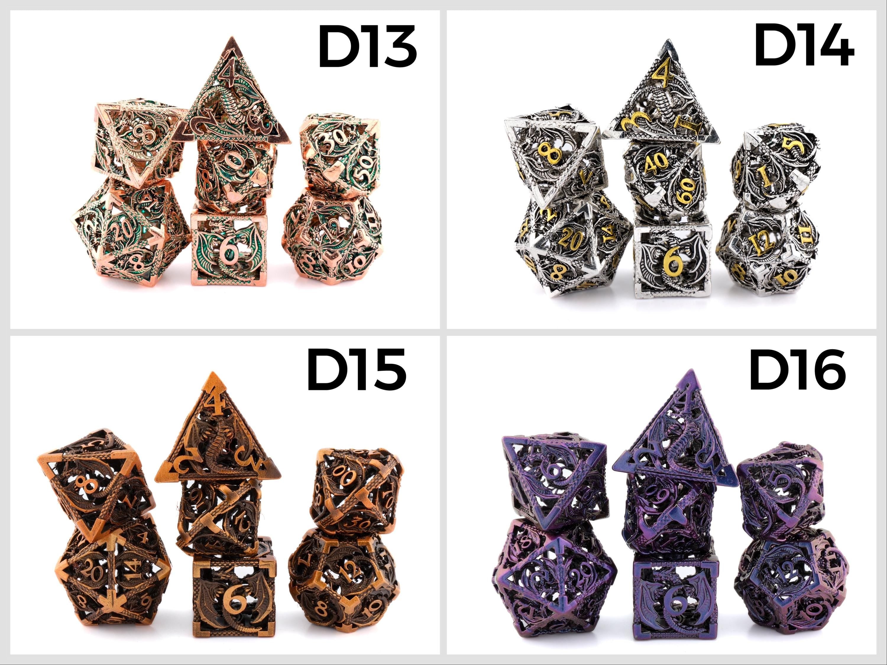 Dragon Hollow Metal DnD Dice Set: 7 Pieve Wyvern RPG Dice