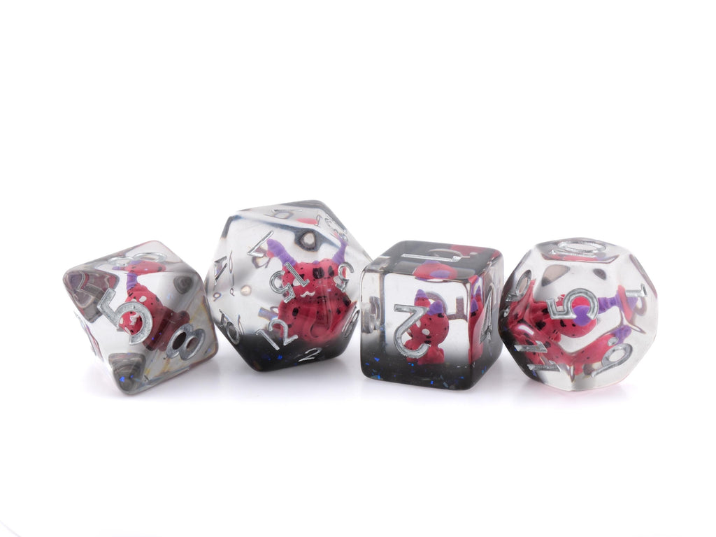 Demon Cat DnD Dice Set | 7 Piece Resin RPG Dice | Cute Supernatural Kitty | Tabletop RPG | Dungeons and Dragons | Nerdy Gamer Gift