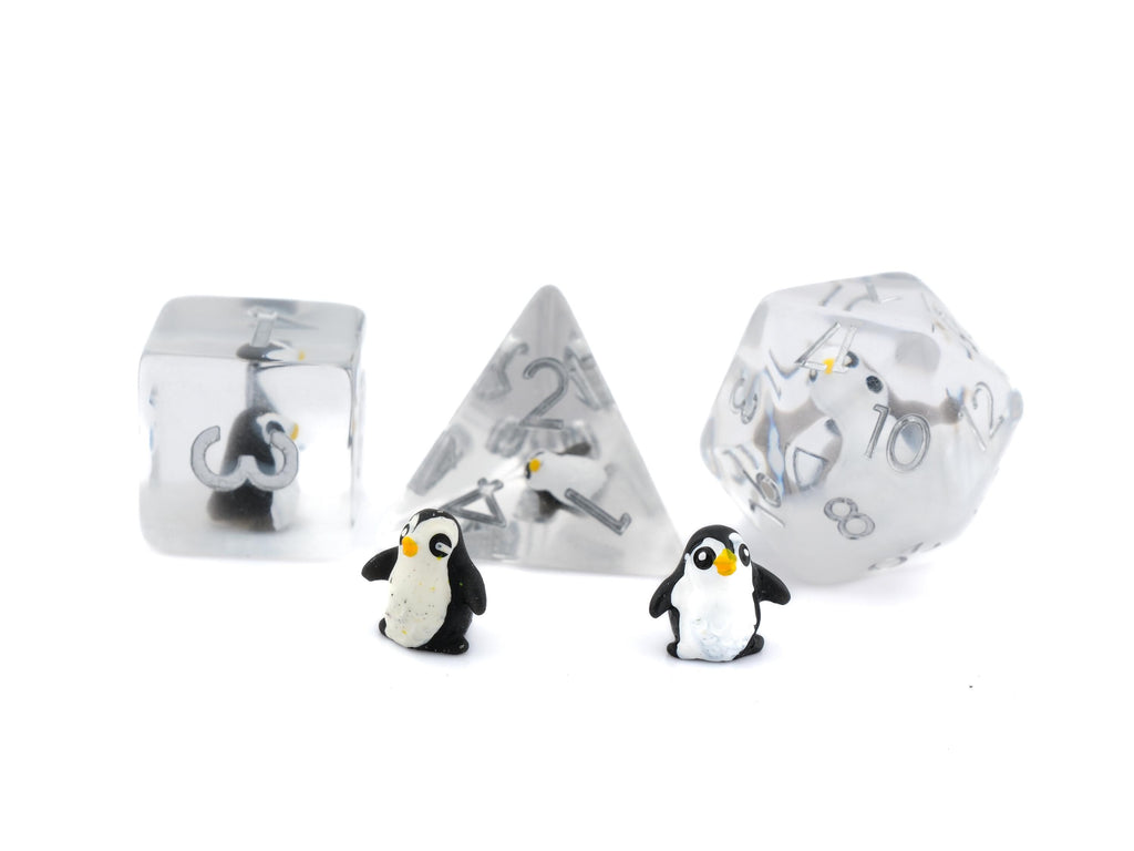 Penguin Resin DnD Dice Set: 7 Piece Arctic  Bird RPG Dice