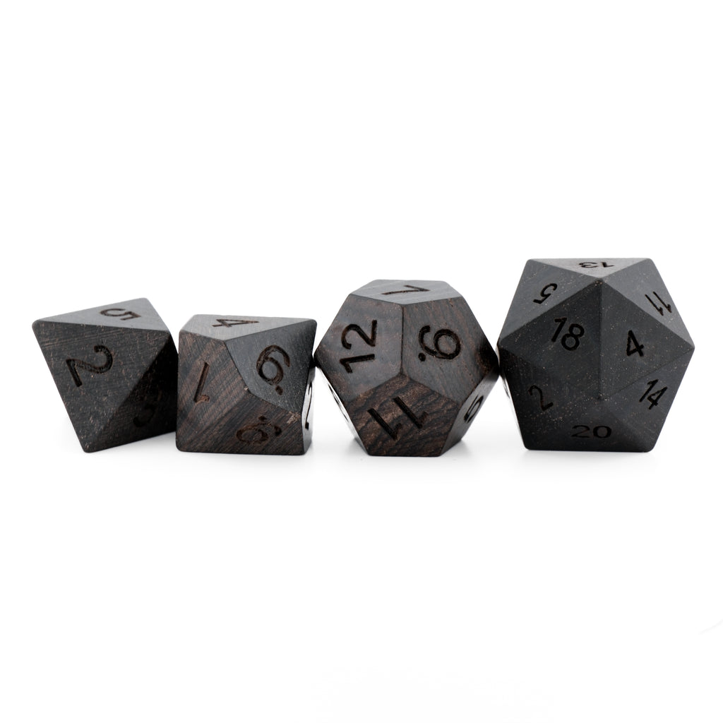 Gothic Dark Wood RPG Dice Set - Ebonized Finish for D&D & Tabletop