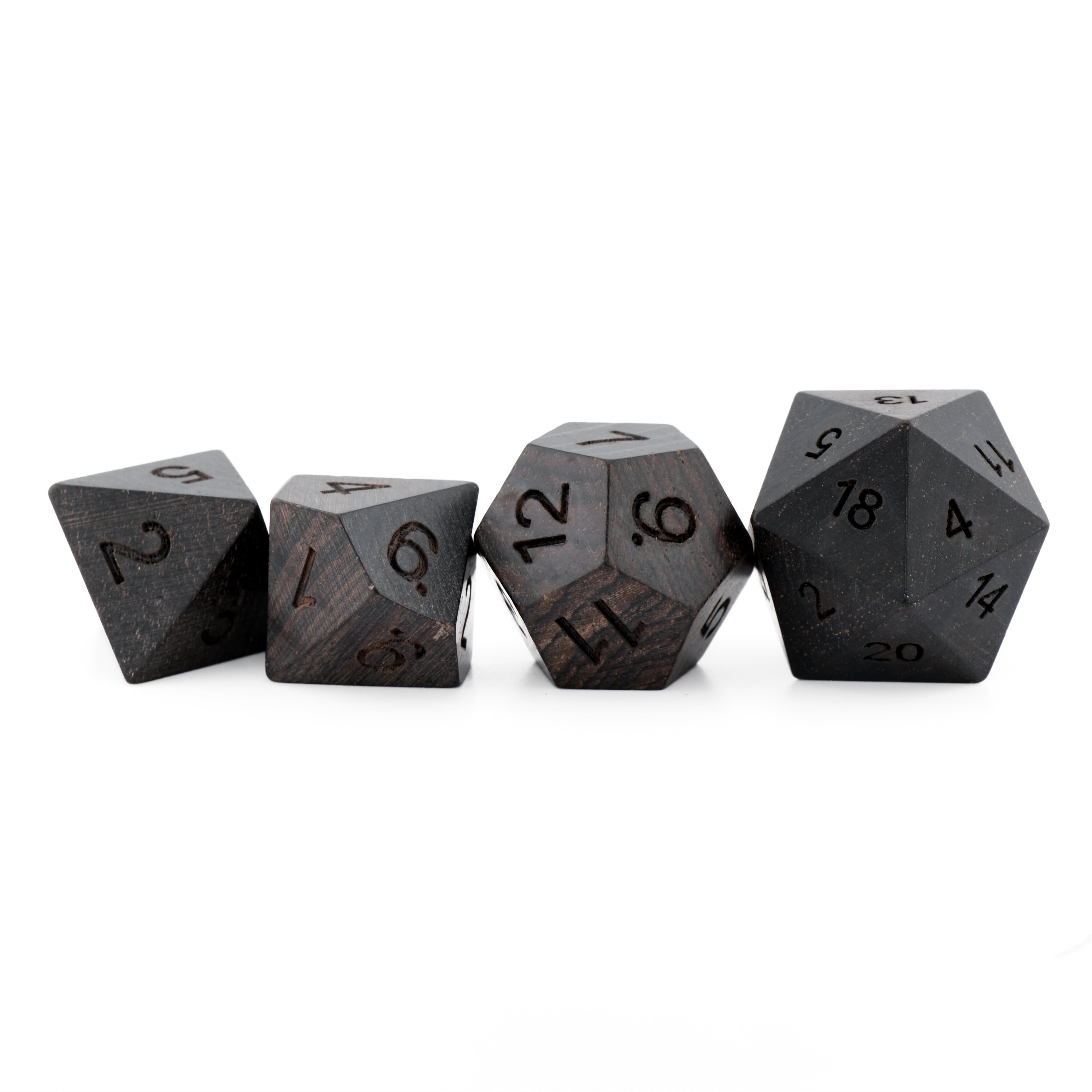 Gothic Dark Wood RPG Dice Set - Ebonized Finish for D&D & Tabletop