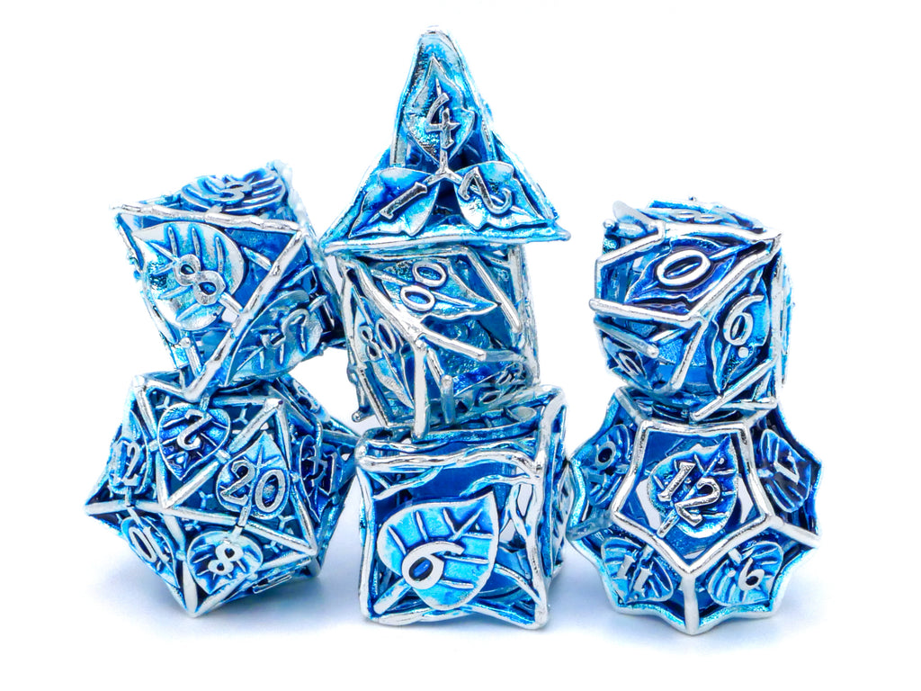 Leaf Metal Hollow DnD Dice Set: 7 Piece Plant Themed RPG Dice