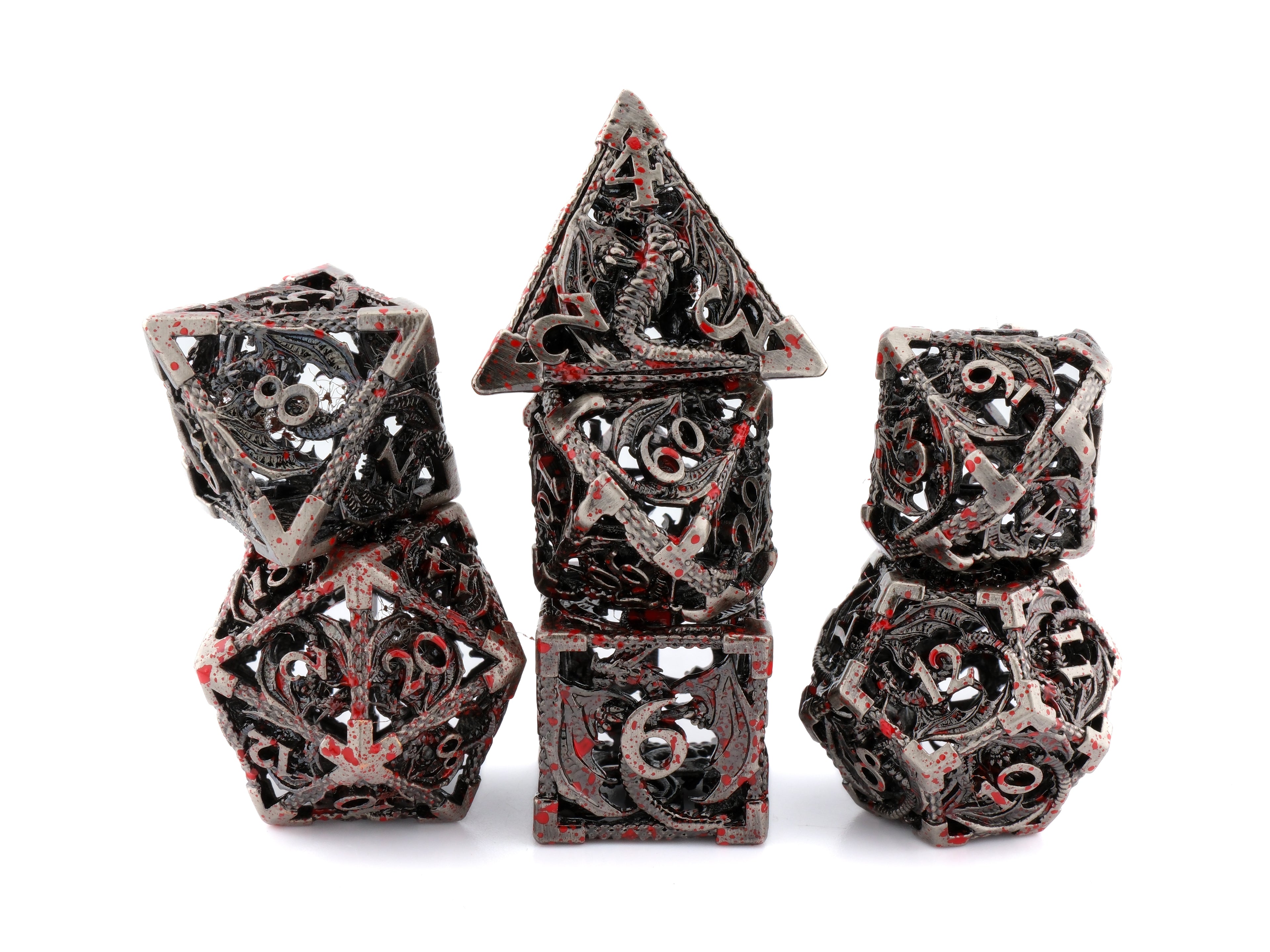 Dragon Hollow Metal DnD Dice Set: 7 Pieve Wyvern RPG Dice