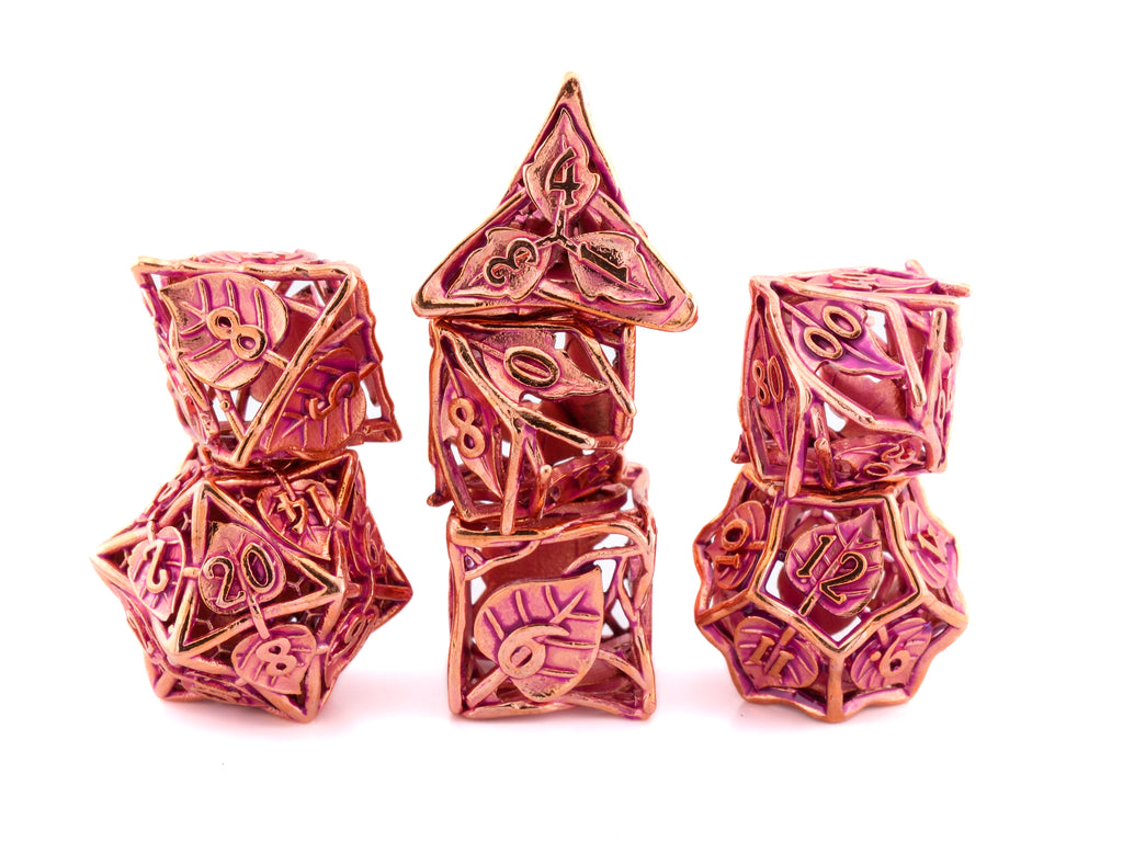 Leaf Metal Hollow DnD Dice Set: 7 Piece Plant Themed RPG Dice