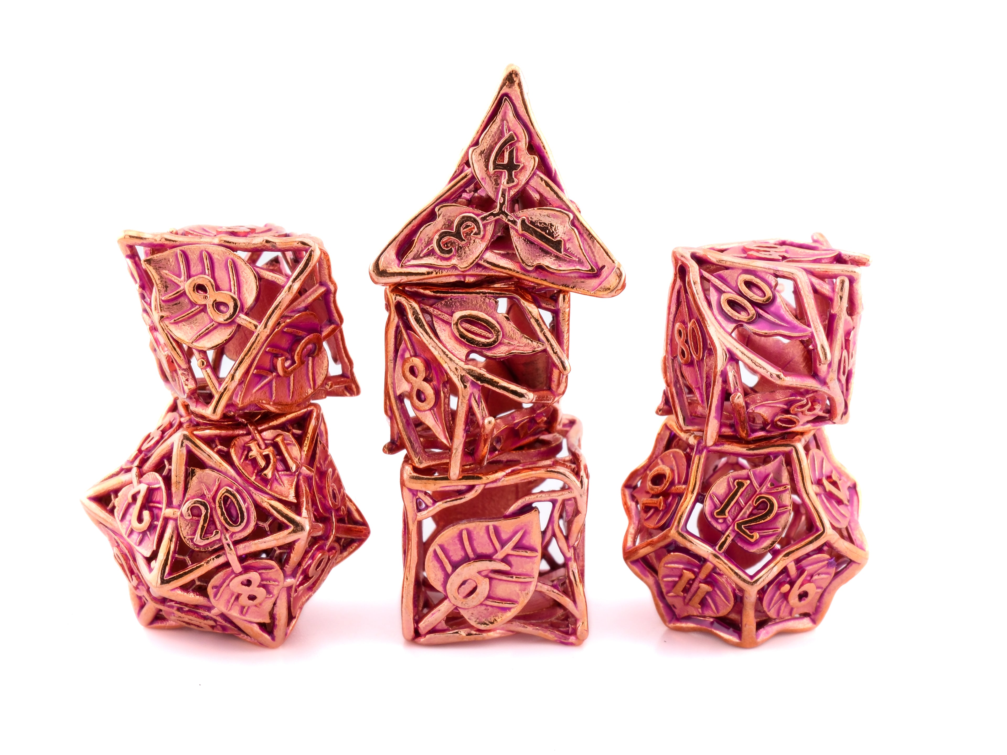 Leaf Metal Hollow DnD Dice Set: 7 Piece Plant Themed RPG Dice