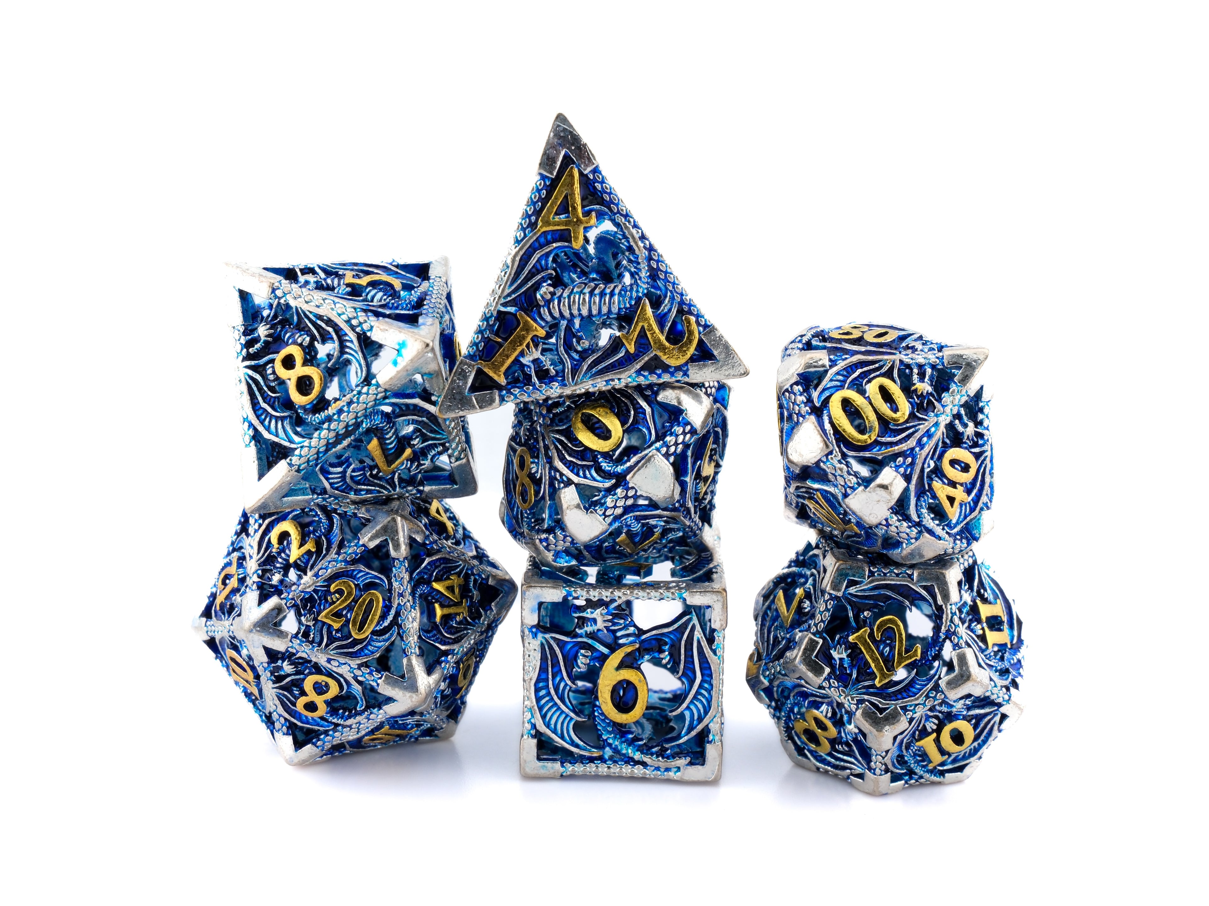 Dragon Hollow Metal DnD Dice Set: 7 Pieve Wyvern RPG Dice
