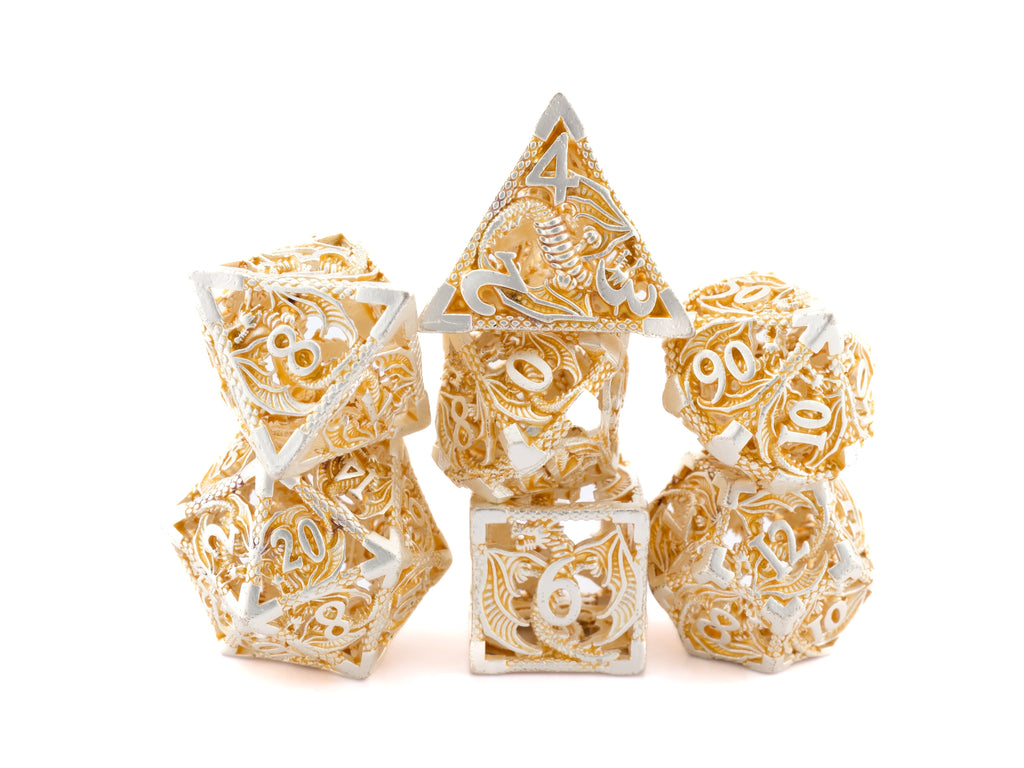 Dragon Hollow Metal DnD Dice Set: 7 Pieve Wyvern RPG Dice