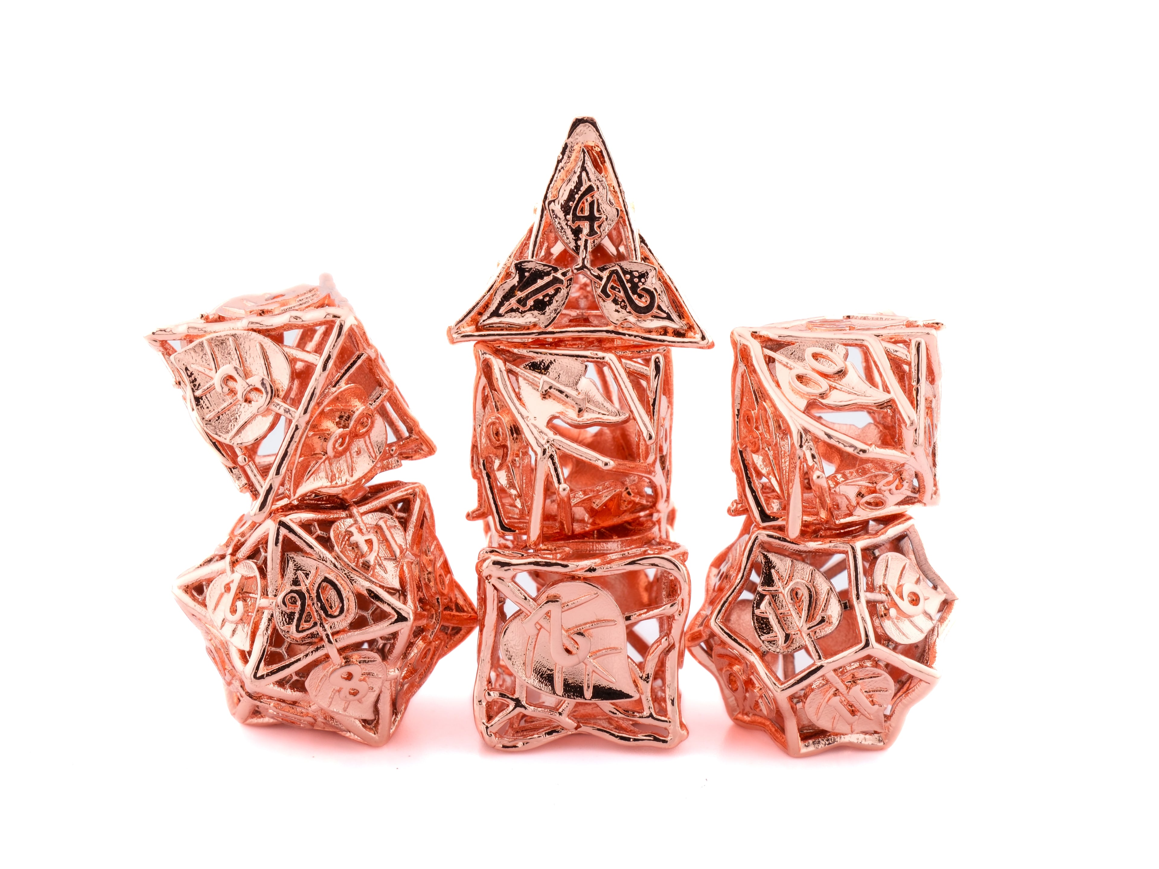 Leaf Metal Hollow DnD Dice Set: 7 Piece Plant Themed RPG Dice
