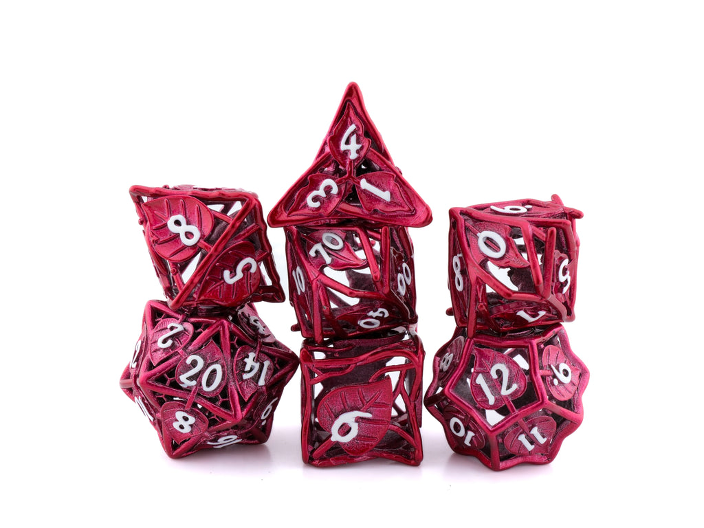 Leaf Metal Hollow DnD Dice Set: 7 Piece Plant Themed RPG Dice