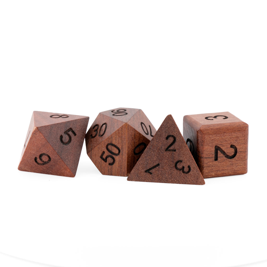 Rosewood Polyhedral Dice Set - 7pc D&D RPG Dice