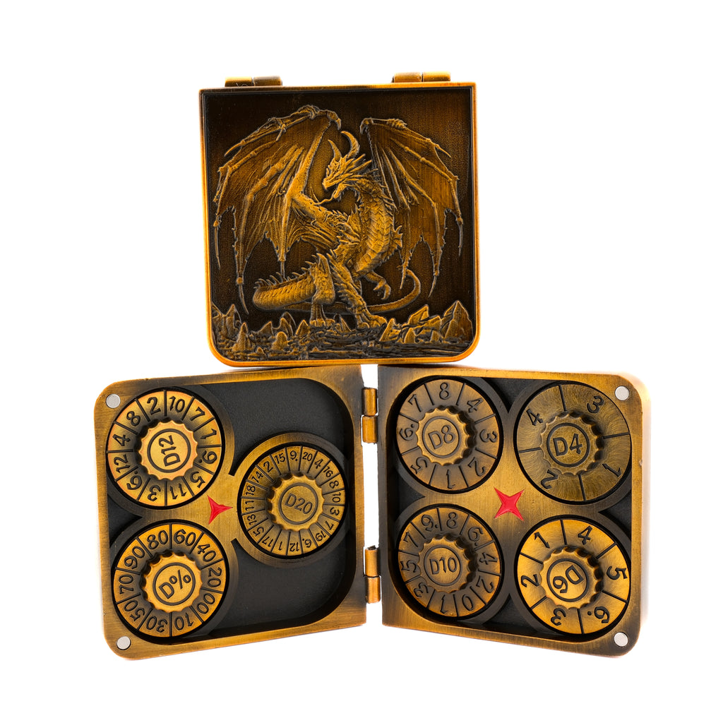 Dragon Metal Foldable 7-in-1 Spinning DND Dice Set