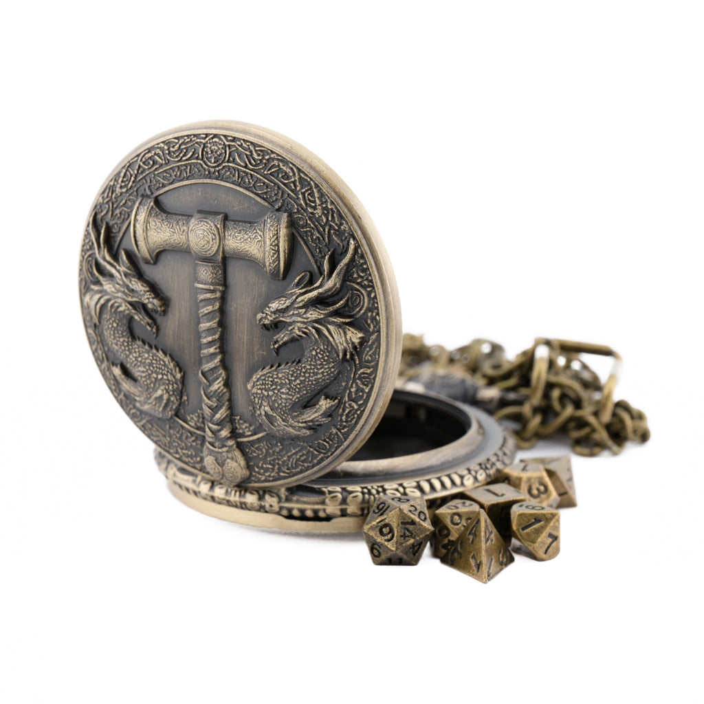 Forge Hammer Pocket Watch Mini Dice Set - 7-Piece TTRPG Dice