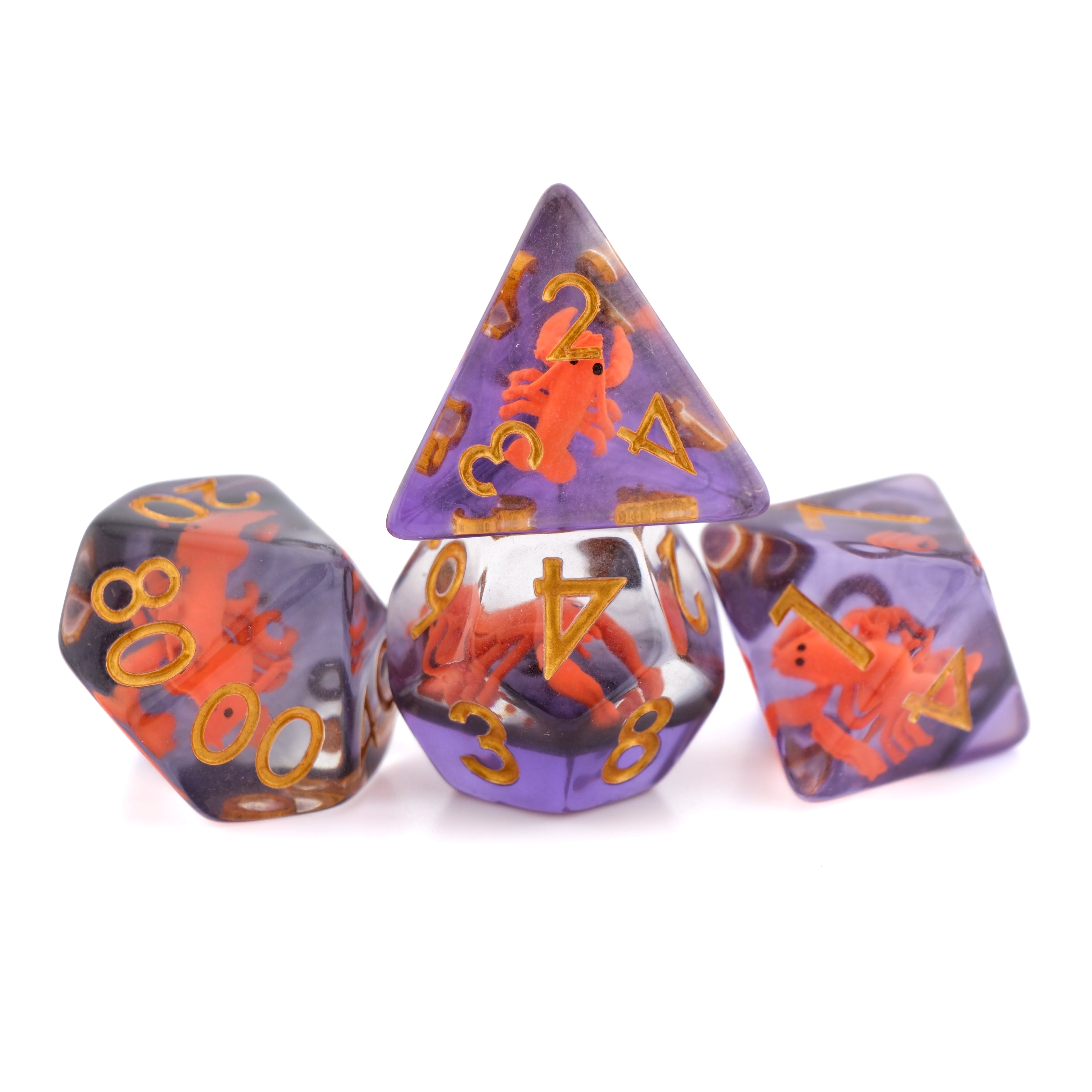 Lobster Resin DnD Dice Set: 7-Piece Crustacean RPG Dice