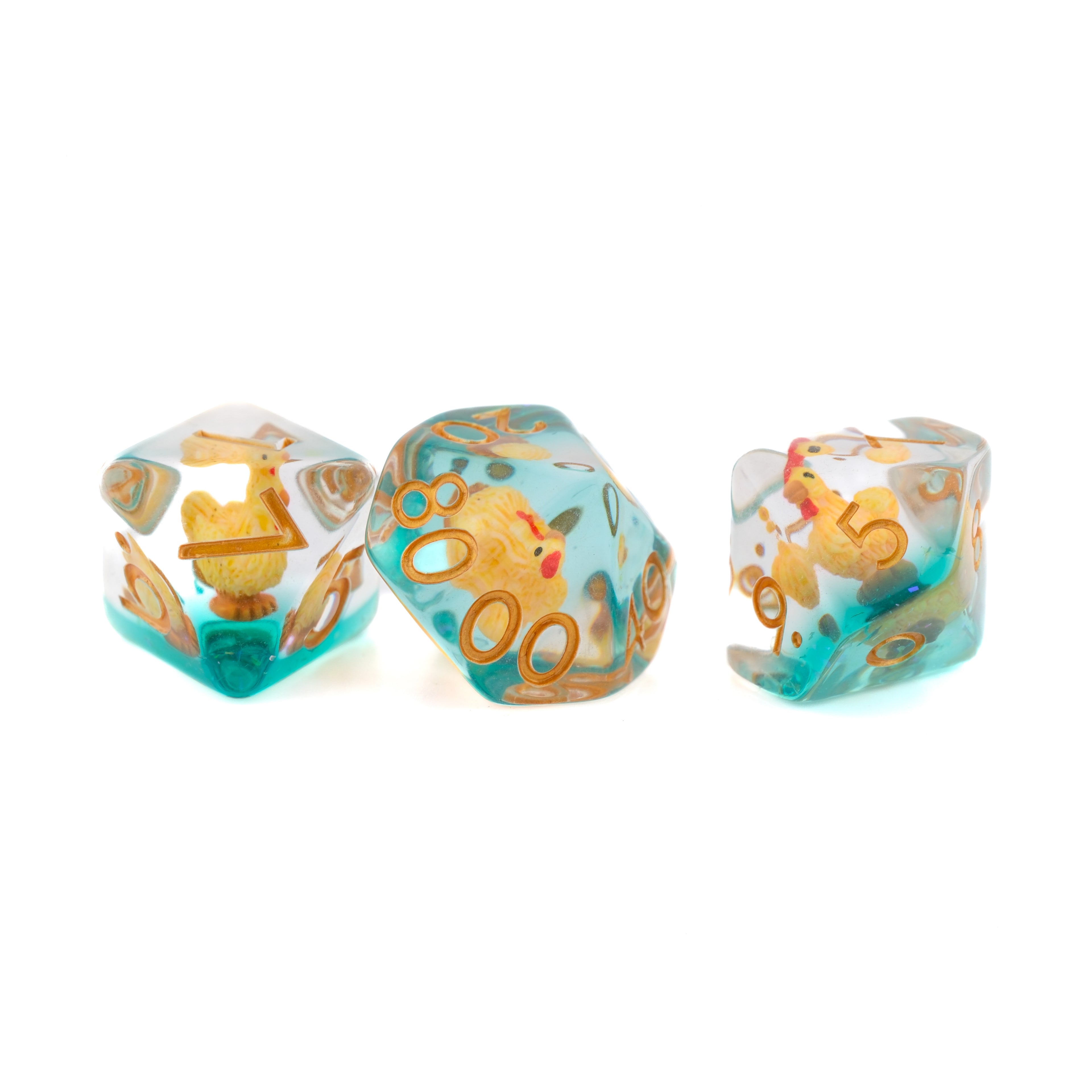 Chicken DnD Dice Set: 7-Piece Resin RPG Dice