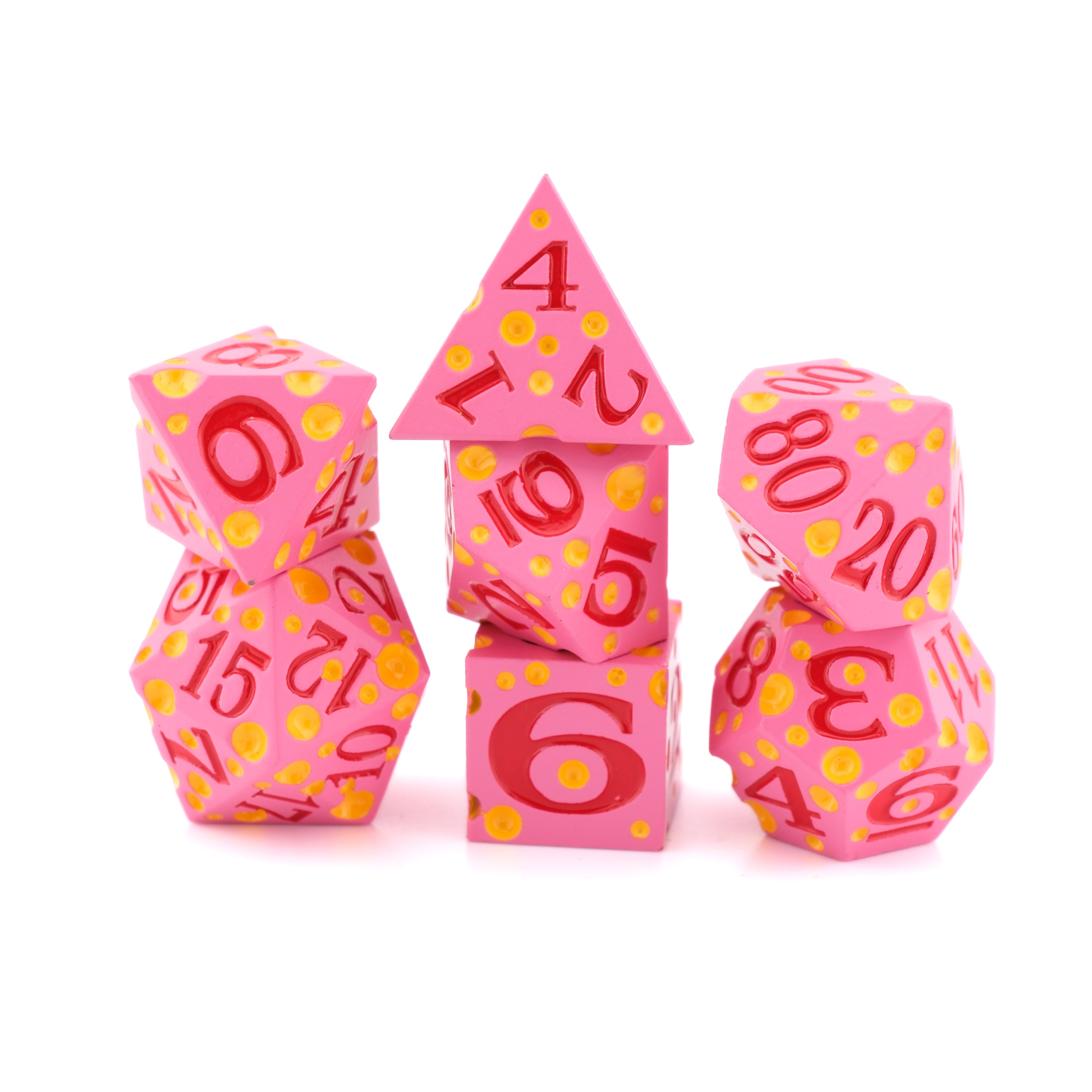 Cheese Metal DnD Dice Set | 7 Piece RPG Dice | Cheese Wheel Dice | Swiss Cheese Dice | Food Dice | Dungeons & Dragons | TTRPG | Gamer Gift